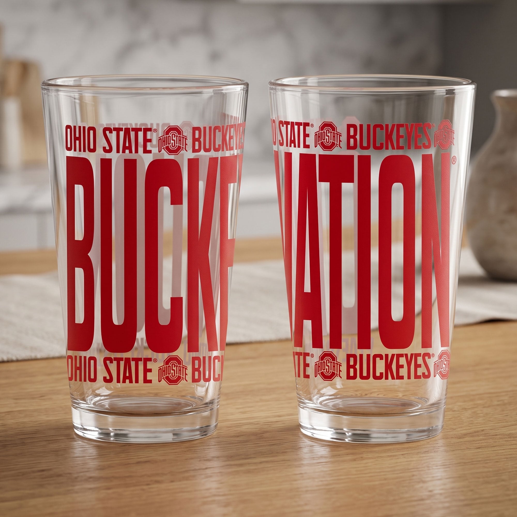 Ensemble de 2 verres à bière surélevés Indigo Falls Ohio State Buckeyes
