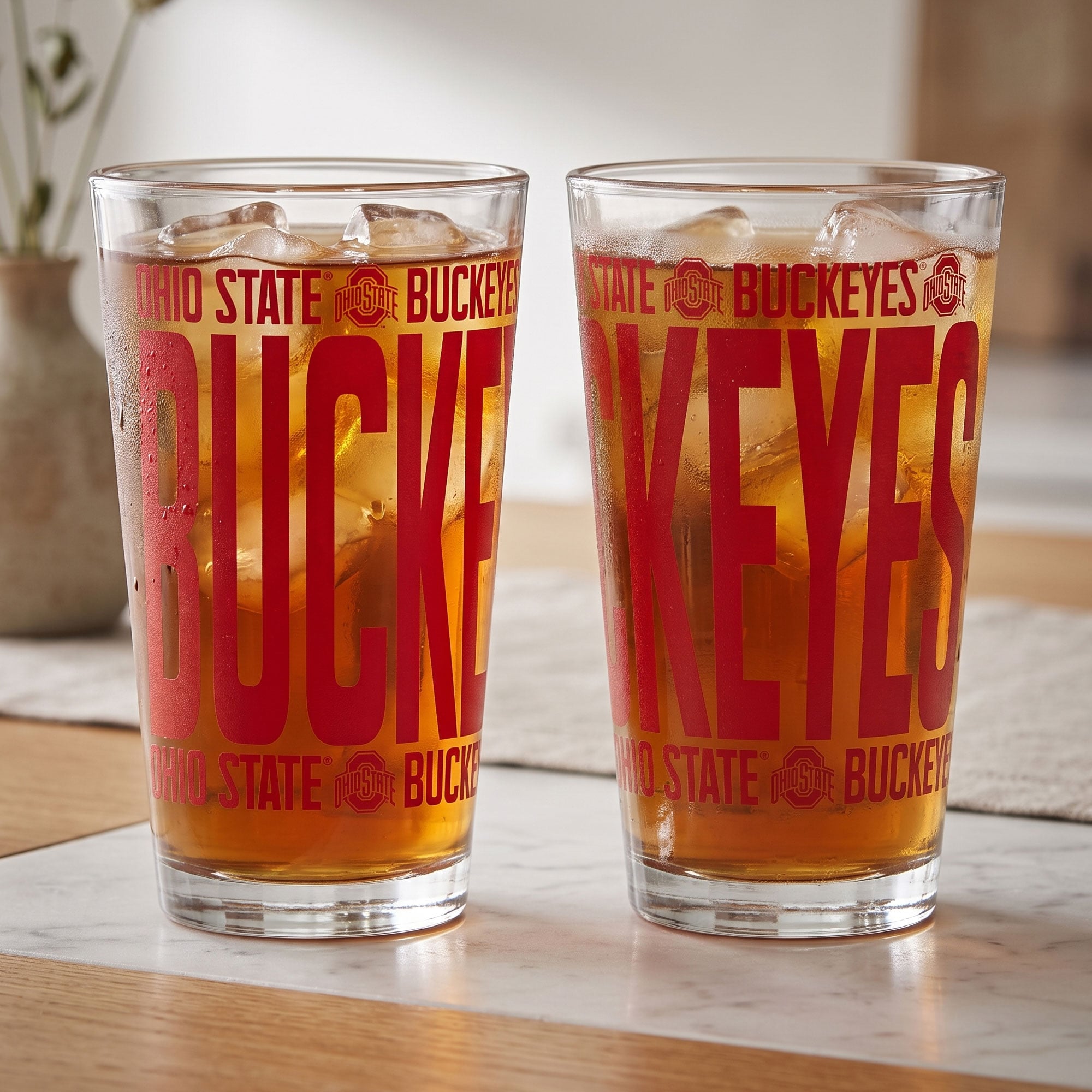 Ensemble de 2 verres à bière surélevés Indigo Falls Ohio State Buckeyes