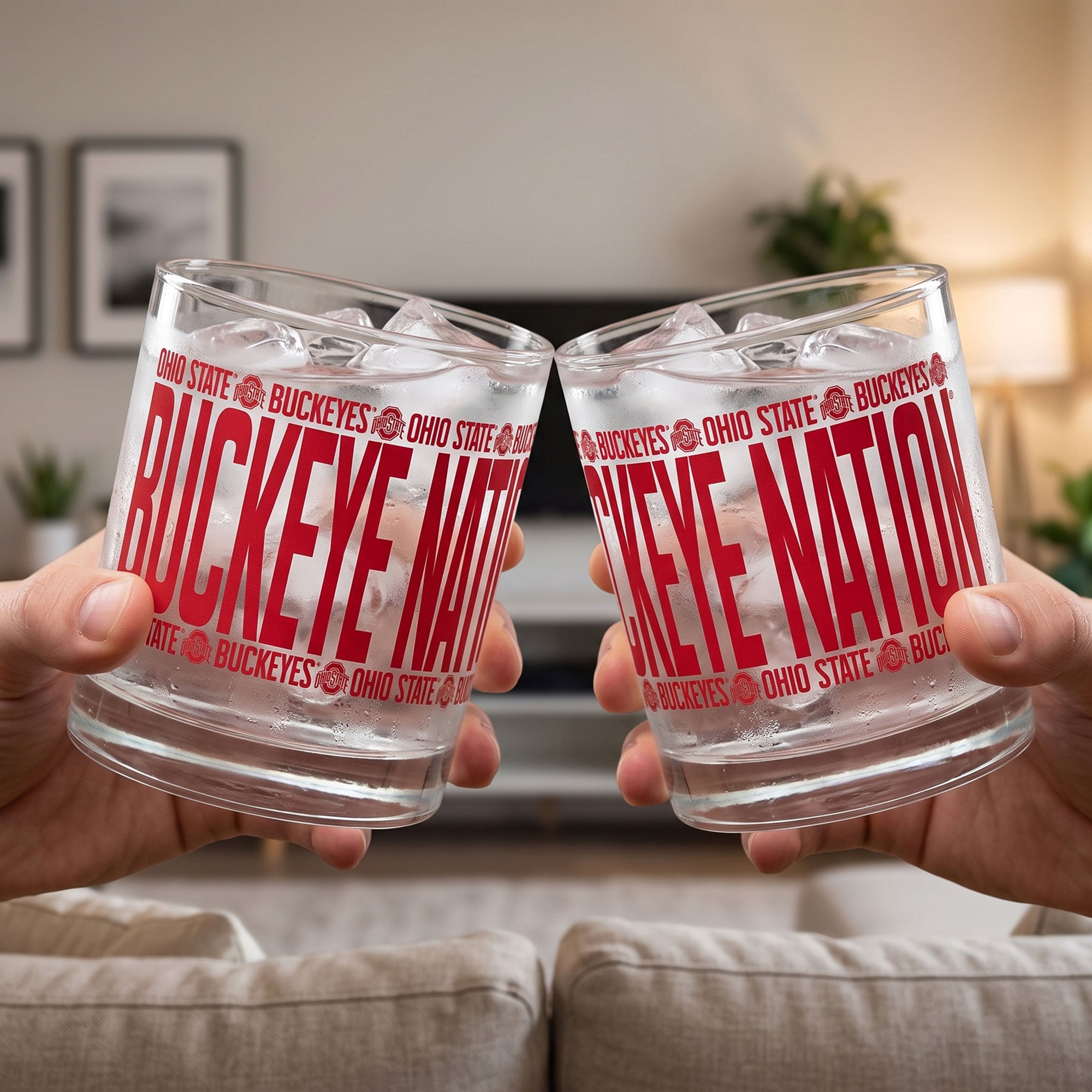 Verres à whisky surélevés Indigo Falls Ohio State Buckeyes - Lot de 2