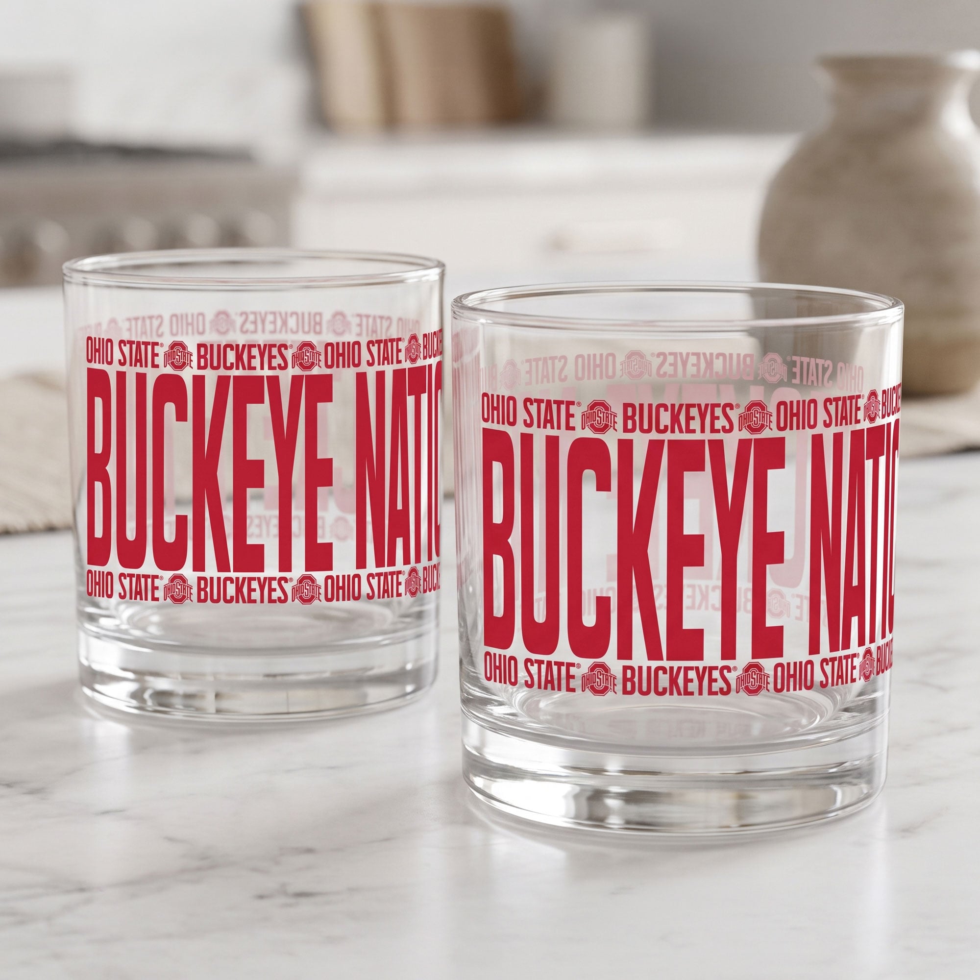 Verres à whisky surélevés Indigo Falls Ohio State Buckeyes - Lot de 2