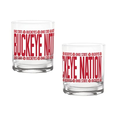 Indigo Falls Ohio State Buckeyes Elevated Rocks Glass - Set of 2
