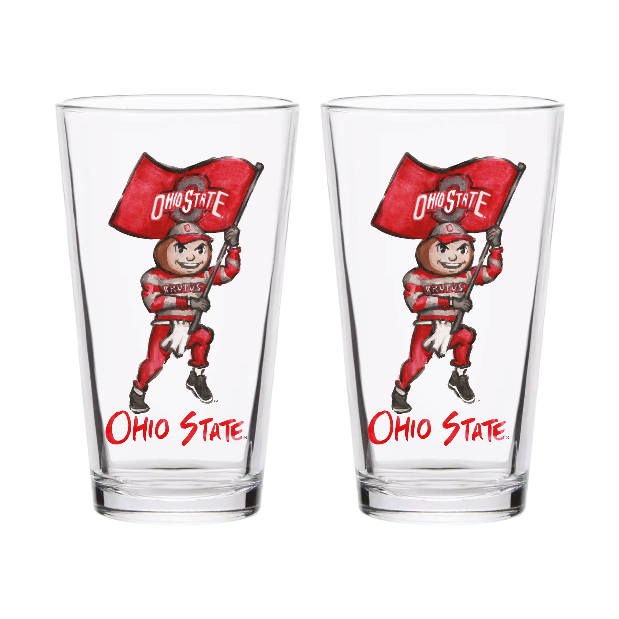 Ensemble de 2 verres à bière Indigo Falls Ohio State Buckeyes, mascotte Laura Wilcox