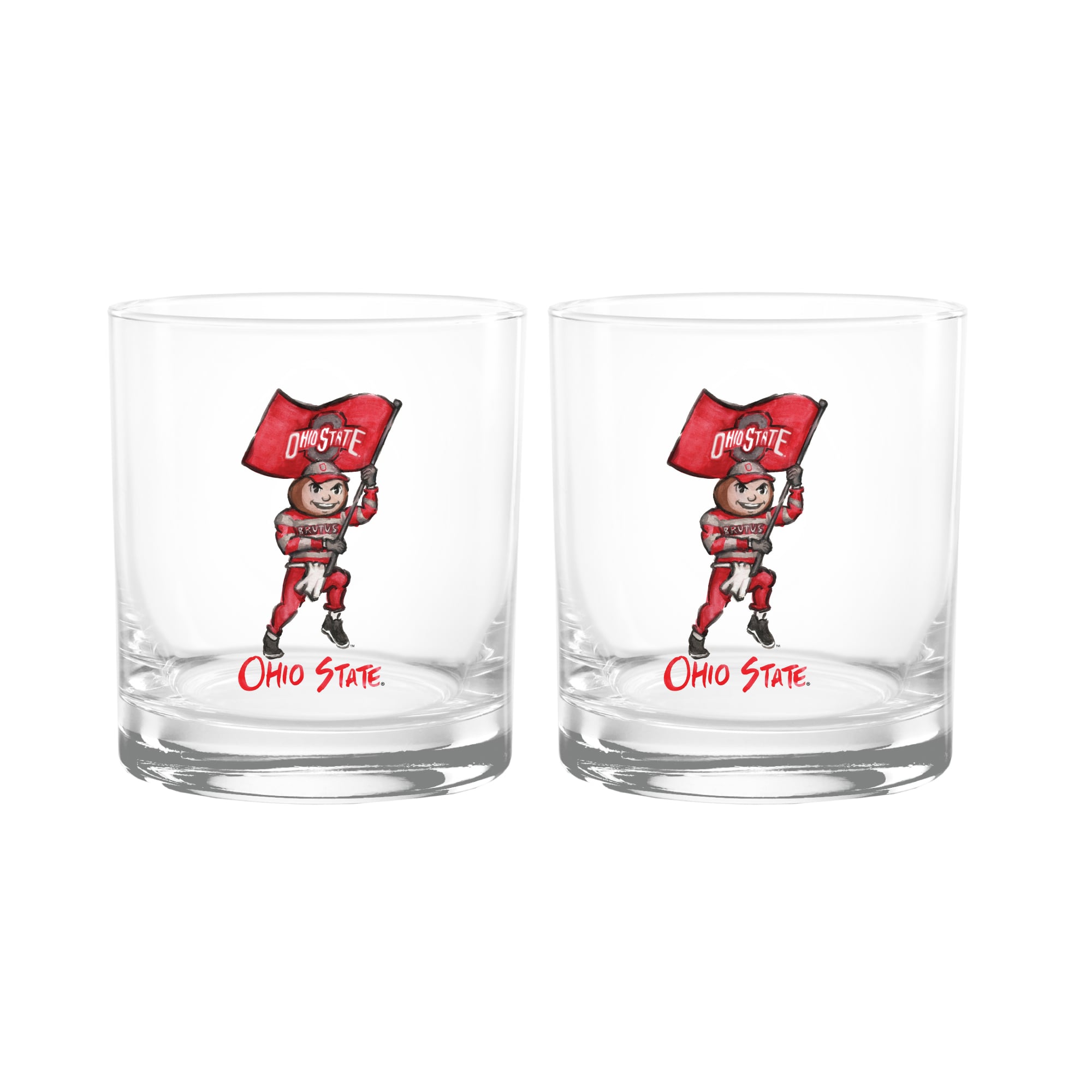 Ensemble de 2 verres à whisky Indigo Falls Ohio State Buckeyes, mascotte Laura Wilcox