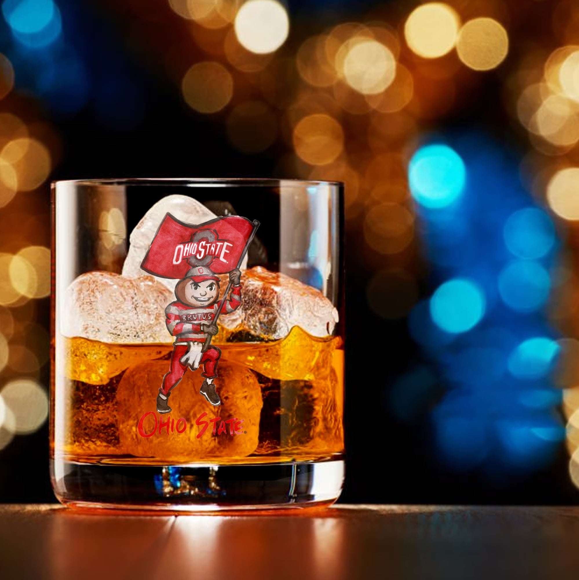 Ensemble de 2 verres à whisky Indigo Falls Ohio State Buckeyes, mascotte Laura Wilcox