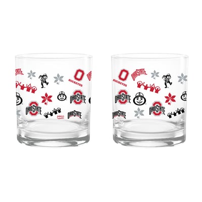 Indigo Falls Ohio State Buckeyes Medley Vintage Rocks Glass - Set of 2
