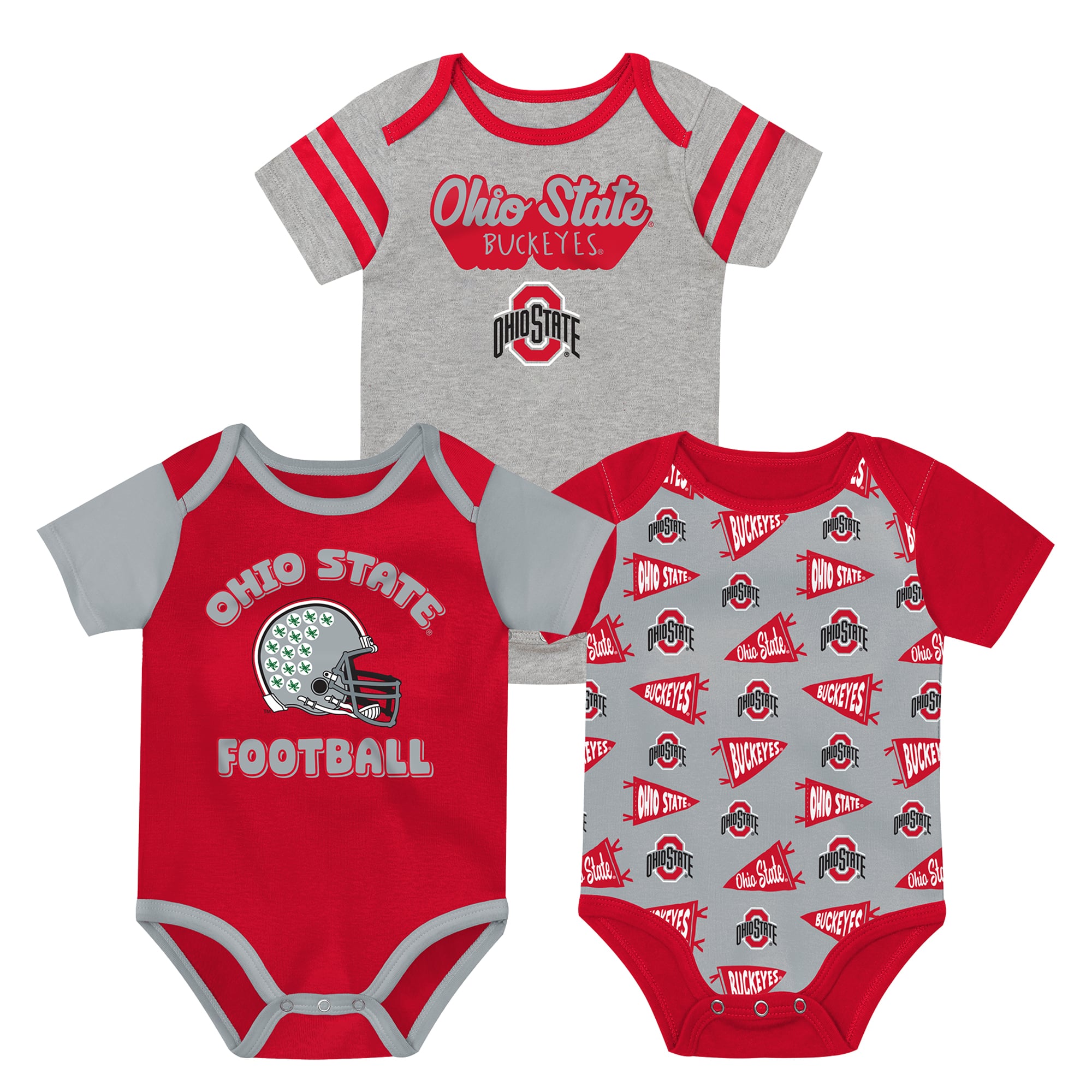 Infant Outerstuff Scarlet/Gray Ohio State Buckeyes Star Player Three-Piece Bodysuit Set