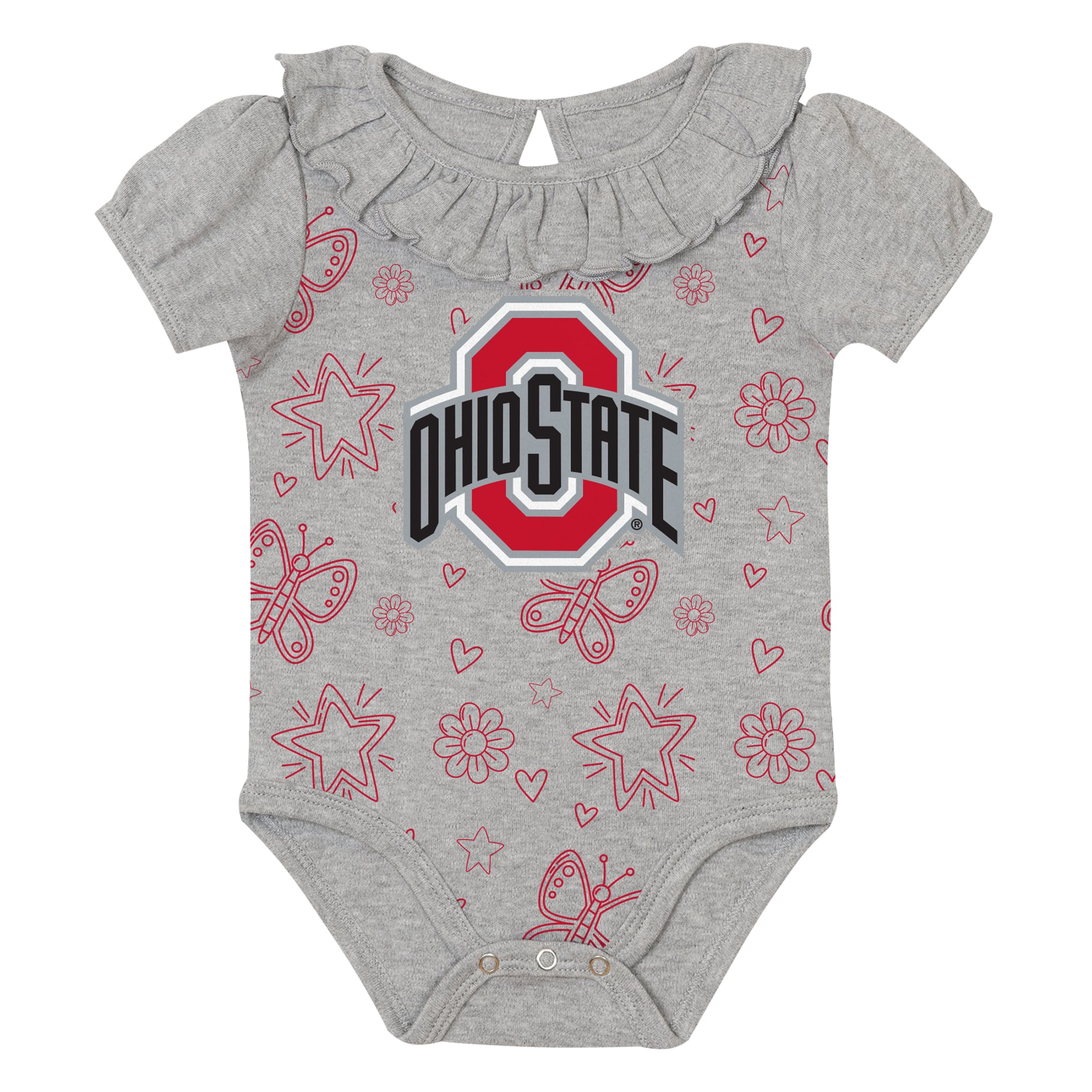 Infant Outerstuff  Scarlet/Gray Ohio State Buckeyes Two-Pack Playtime Ruffle Bodysuit Set