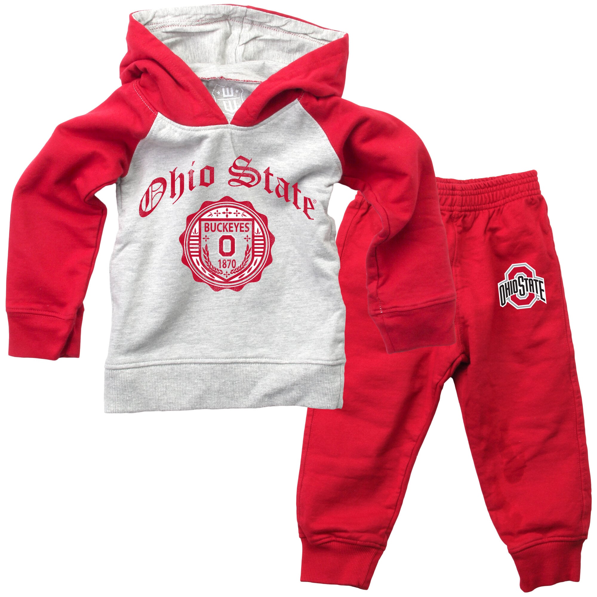 Infant Wes & Willy Scarlet Ohio State Buckeyes Raglan Hoodie and Sweatpants Set