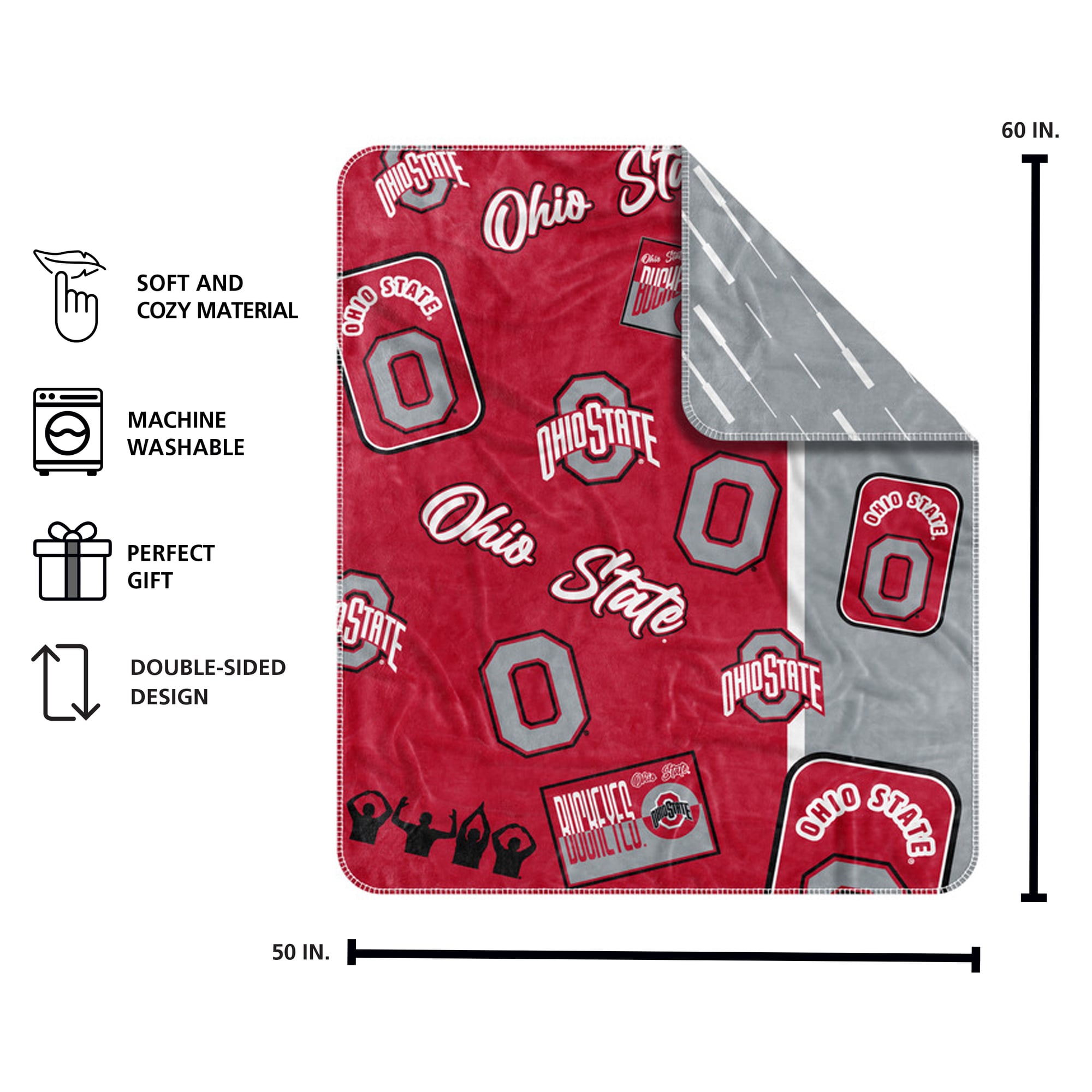 Couverture jetée Dream Weave 50" x 60" avec logo des Ohio State Buckeyes