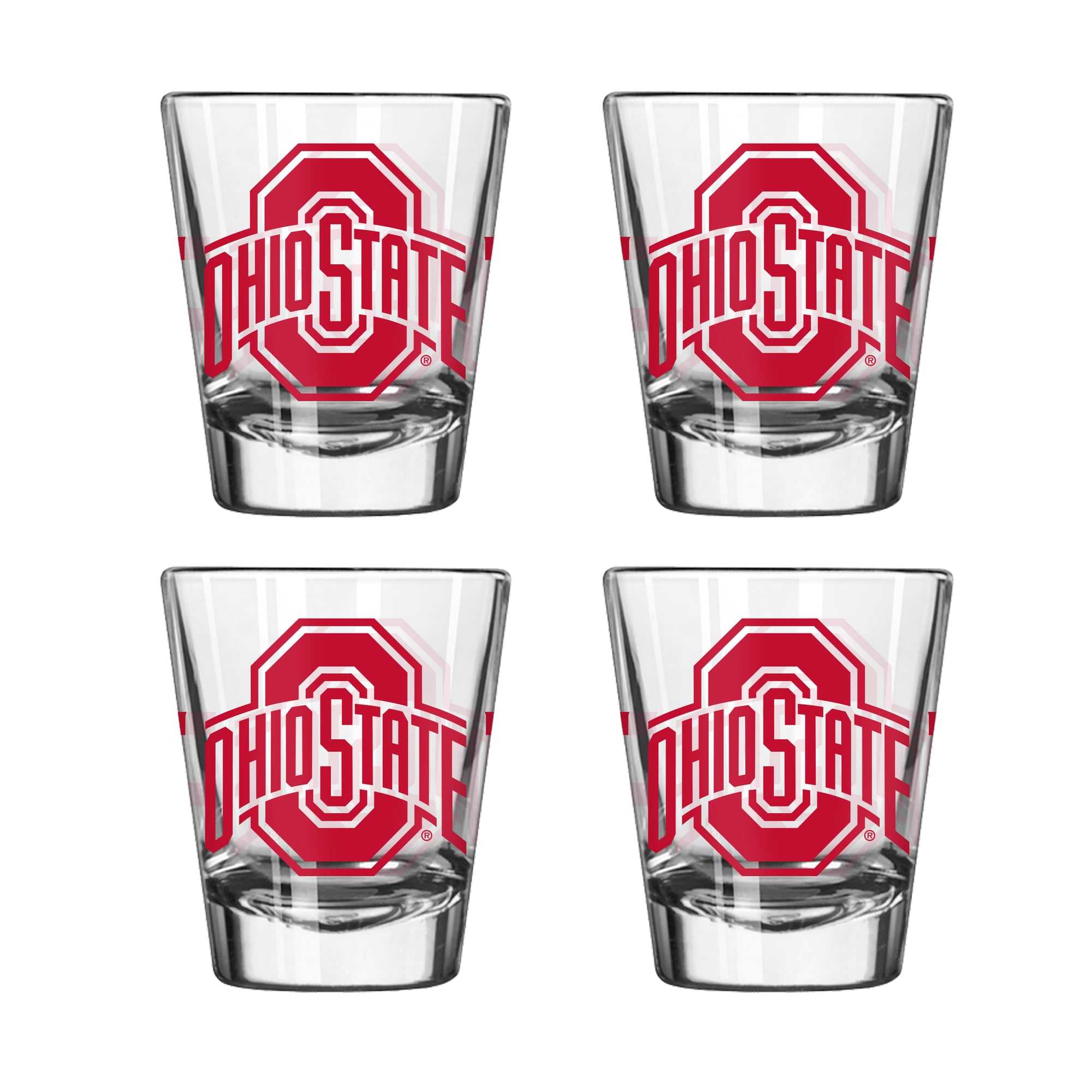 Ensemble de quatre verres à shot rayés Logo Brands Ohio State Buckeyes
