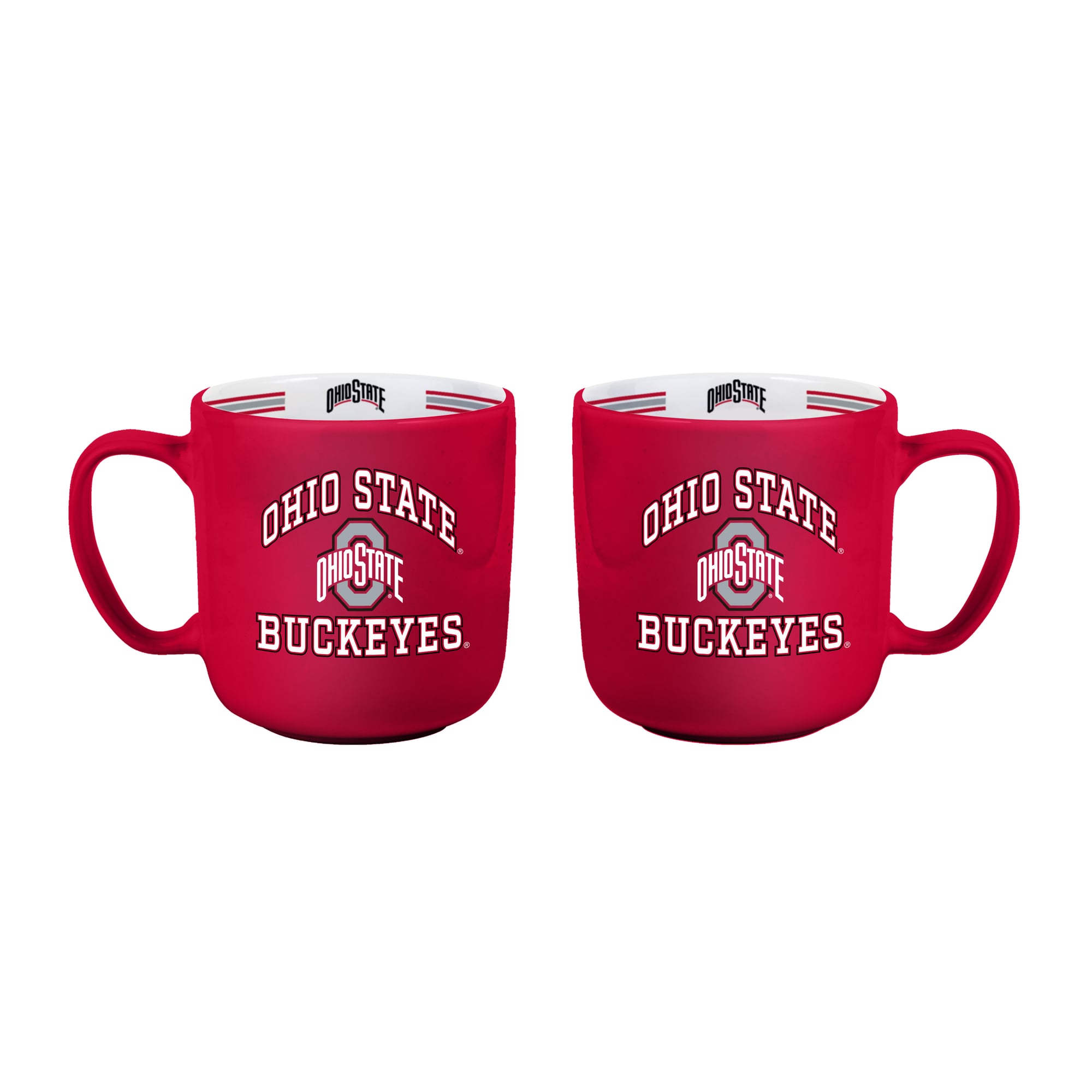 Ensemble de deux tasses rayées de 44 cl (15 oz) Logo Brands Ohio State Buckeyes