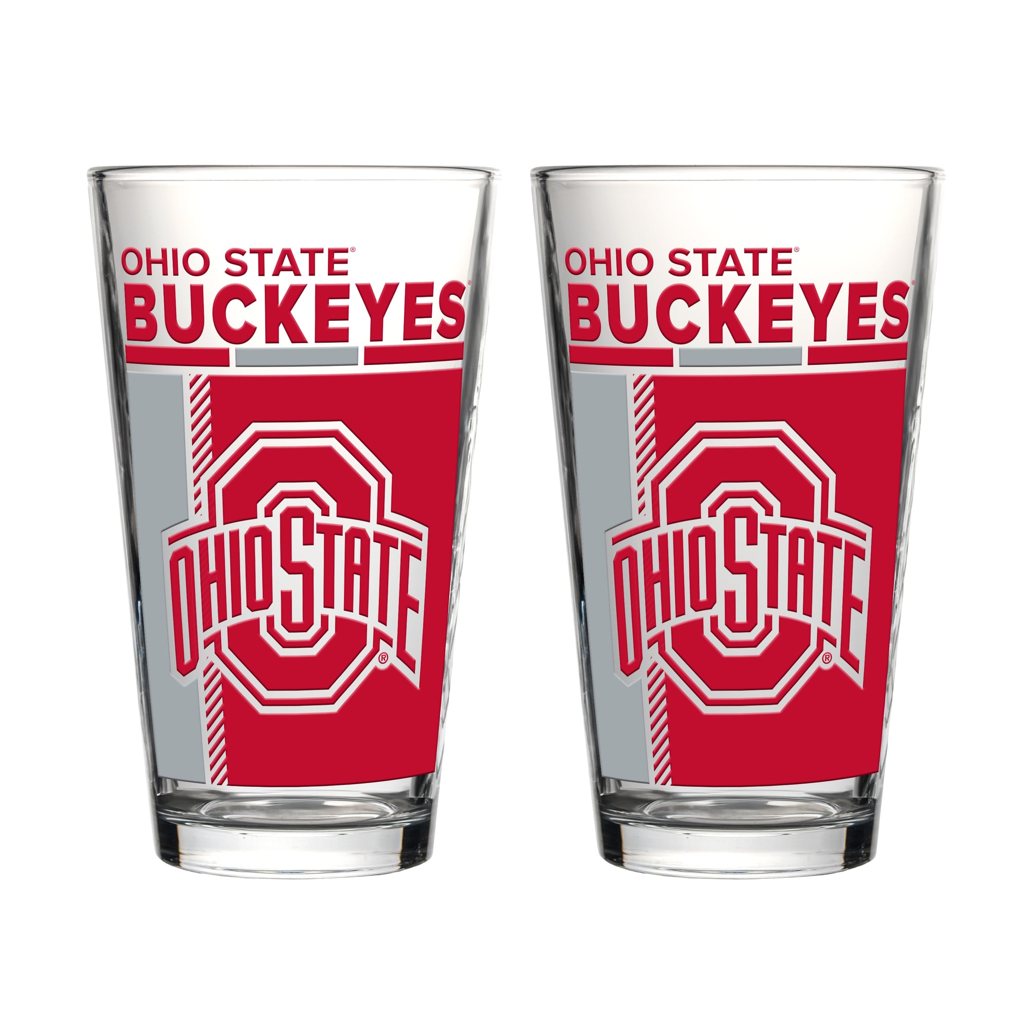 Ensemble de deux verres à bière de 473 ml (16 oz) Logo Brands Ohio State Buckeyes