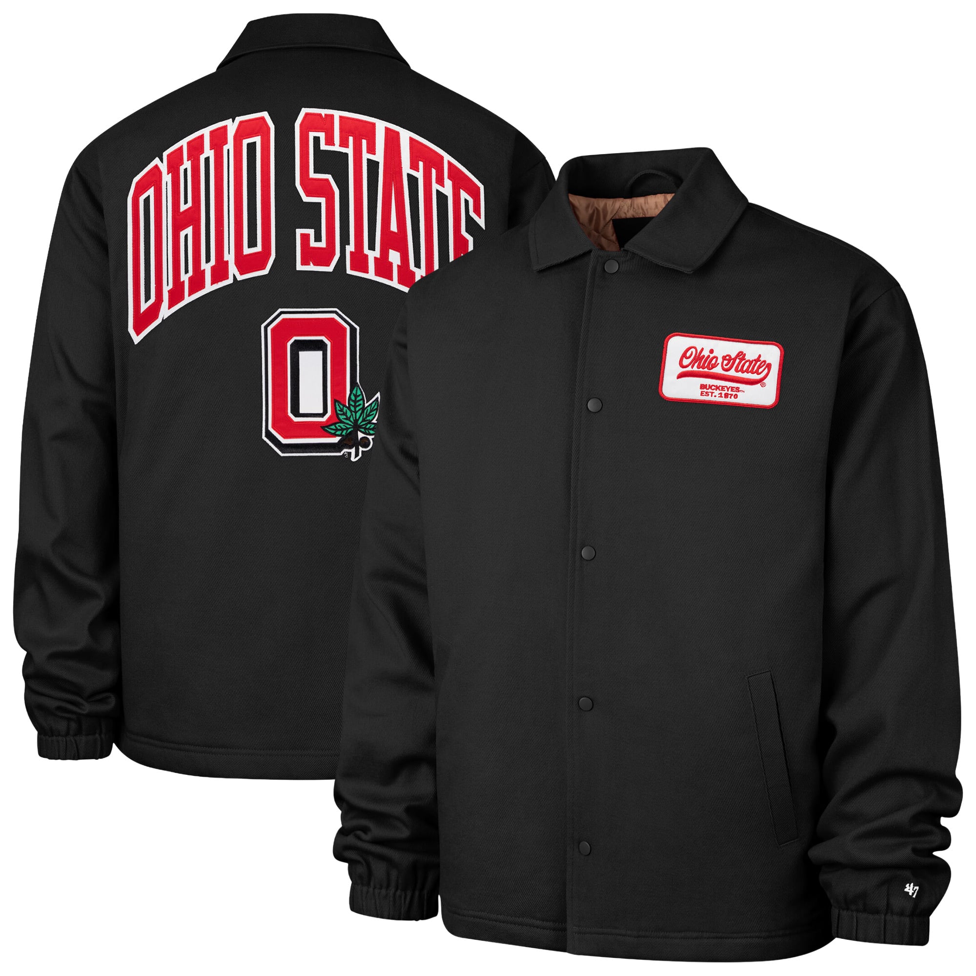 Men's '47 Black Ohio State Buckeyes Retread Full-Snap Coaches Jacket