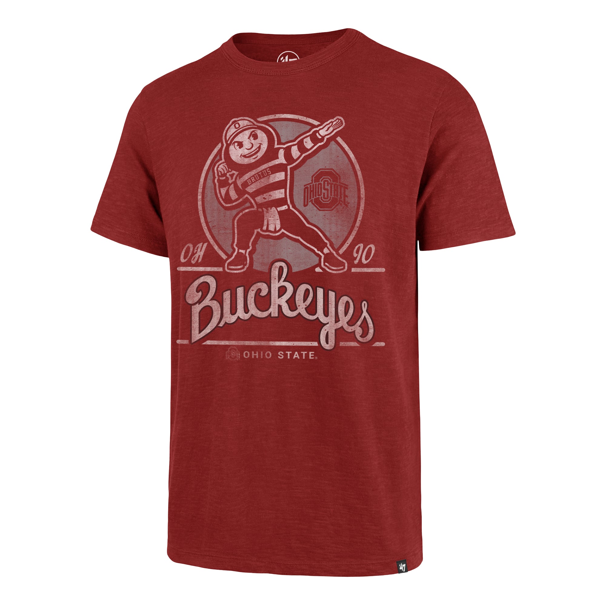 Men's '47 Scarlet Ohio State Buckeyes Emblem Mark Scrum T-Shirt