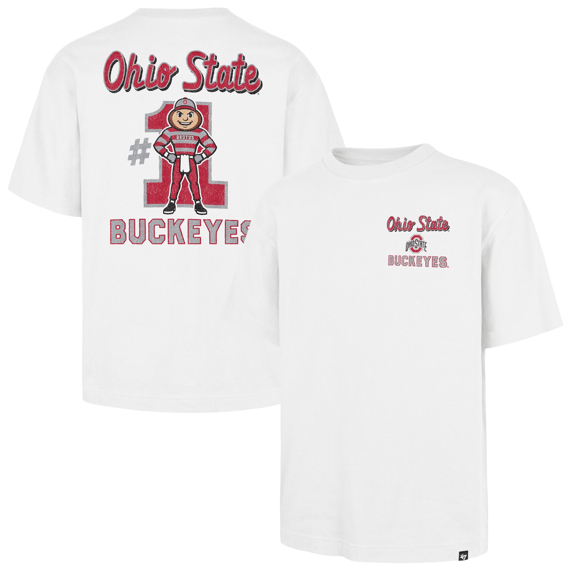 Men's '47 White Ohio State Buckeyes #1 Mascot Foundation T-Shirt