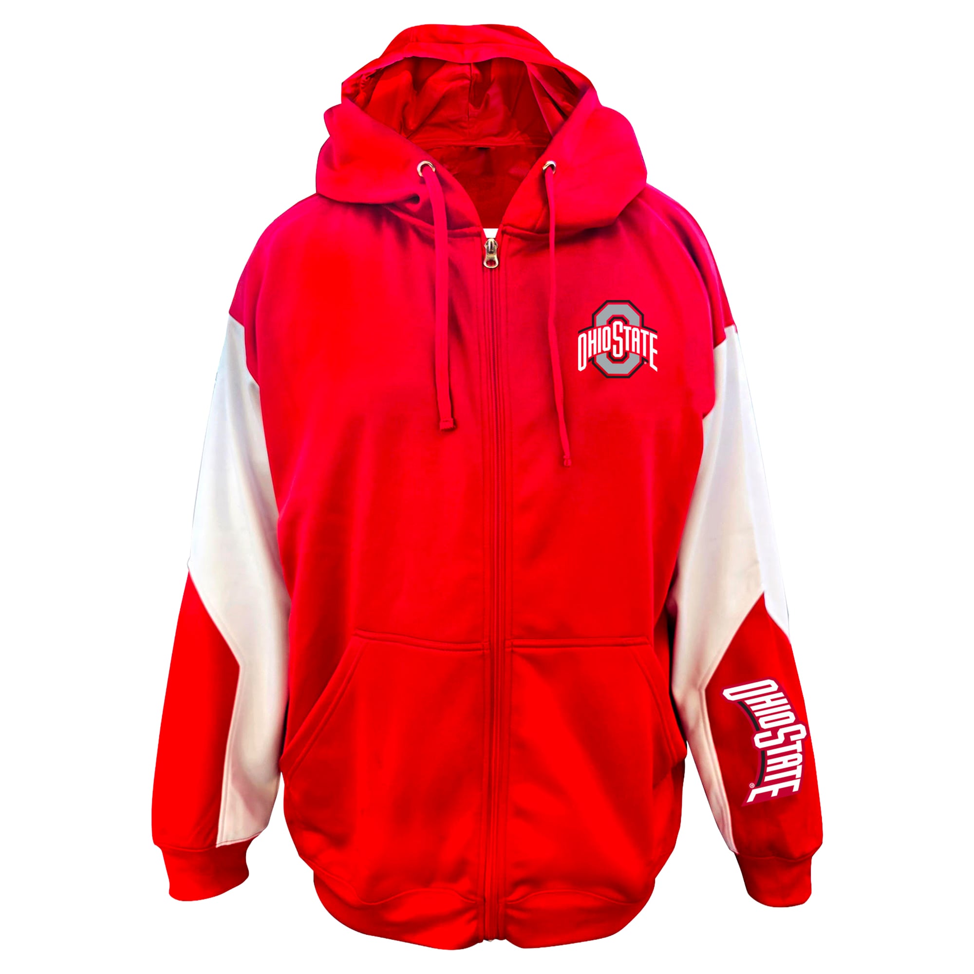 Men's Big & Tall Profile Scarlet Ohio State Buckeyes Sleeve Block Full-Zip Hoodie