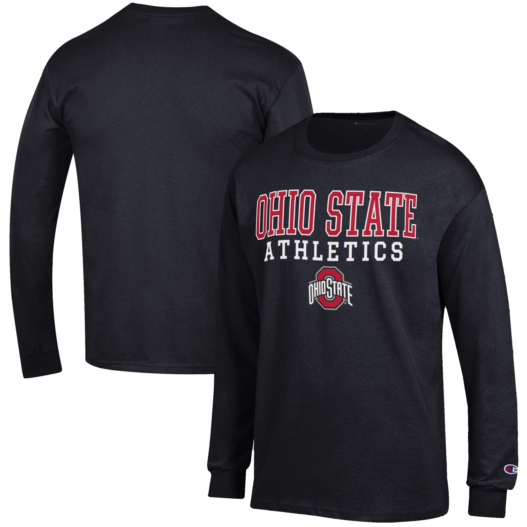 Men's Champion Black Ohio State Buckeyes Athletics Logo Stack Long ...