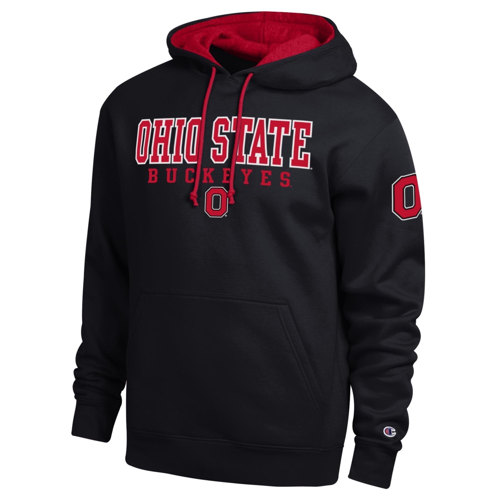 Men's Champion Black Ohio State Buckeyes Contrast Hoodie
