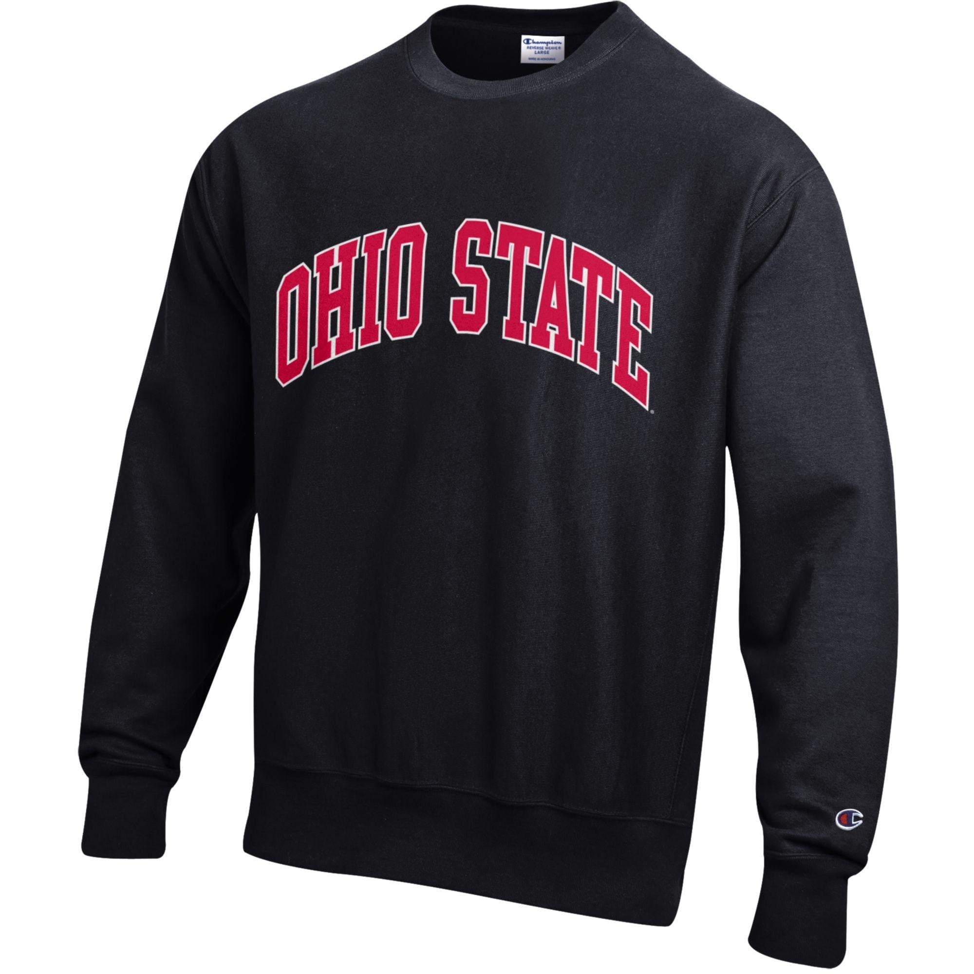 Mens CHAMPION BLK Ohio State Buckeyes Reverse Weave Crew