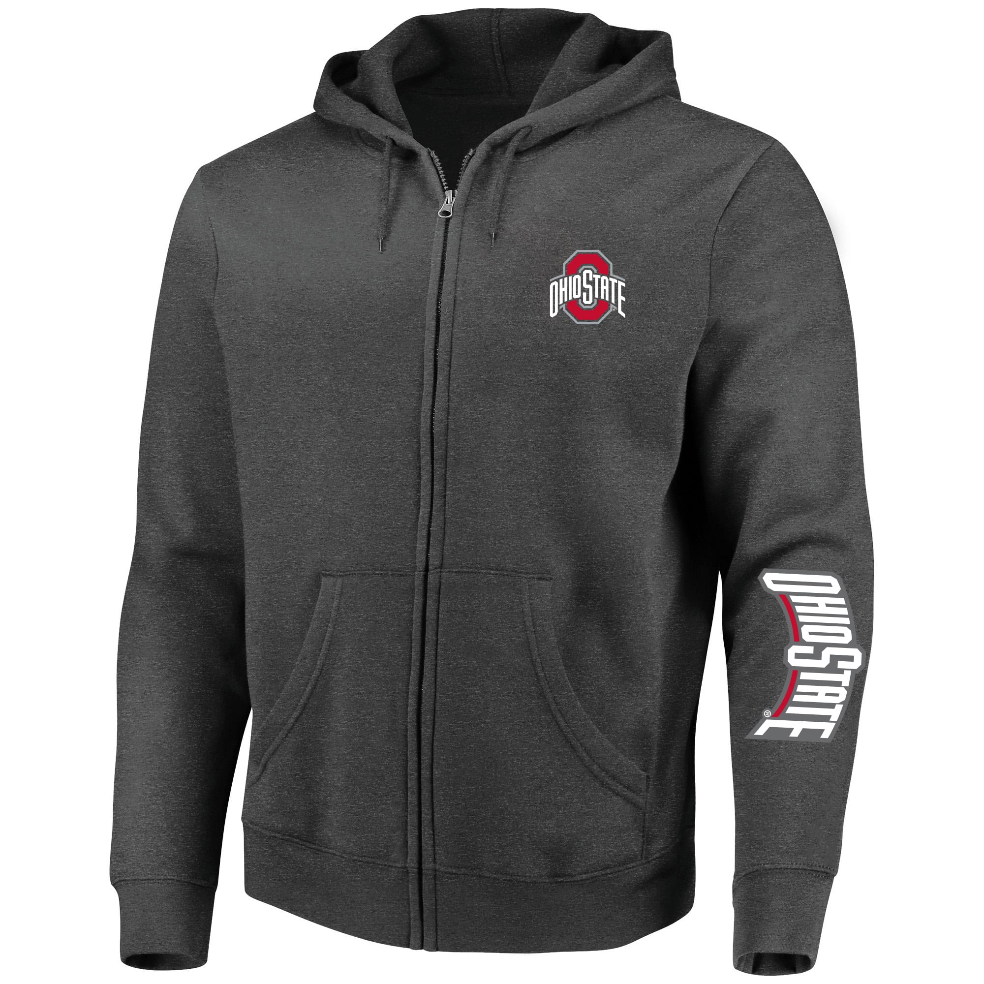 Sweat à capuche zippé Champion pour homme, couleur gris anthracite chiné, Ohio State Buckeyes, grandes tailles