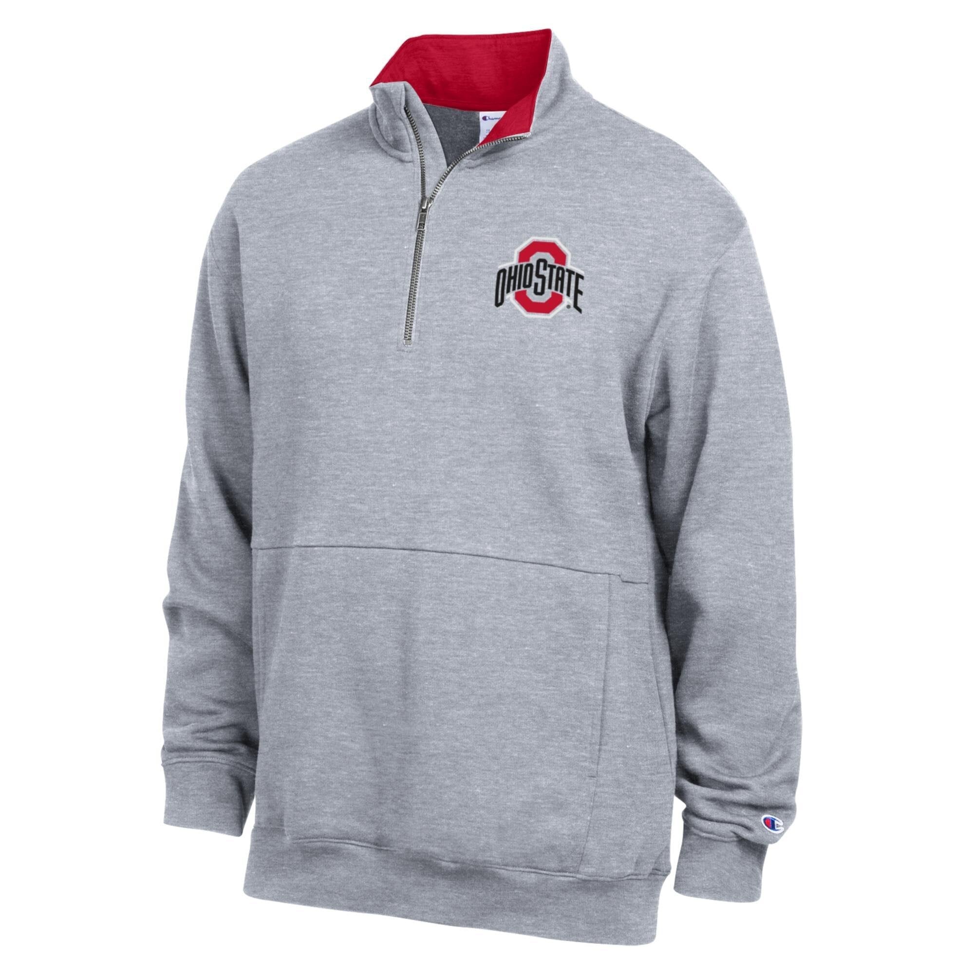 Men's Champion Scarlet Ohio State Buckeyes Fleece Quarter-Zip Pullover