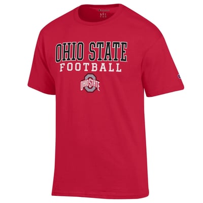 Ohio State Buckeyes Champion Football Stack T-Shirt - Scarlet
