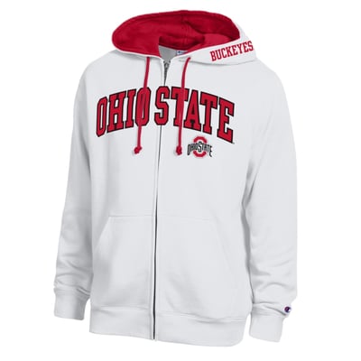 Ohio State Buckeyes Champion Arch Logo Full-Zip Fleece Hoodie - White