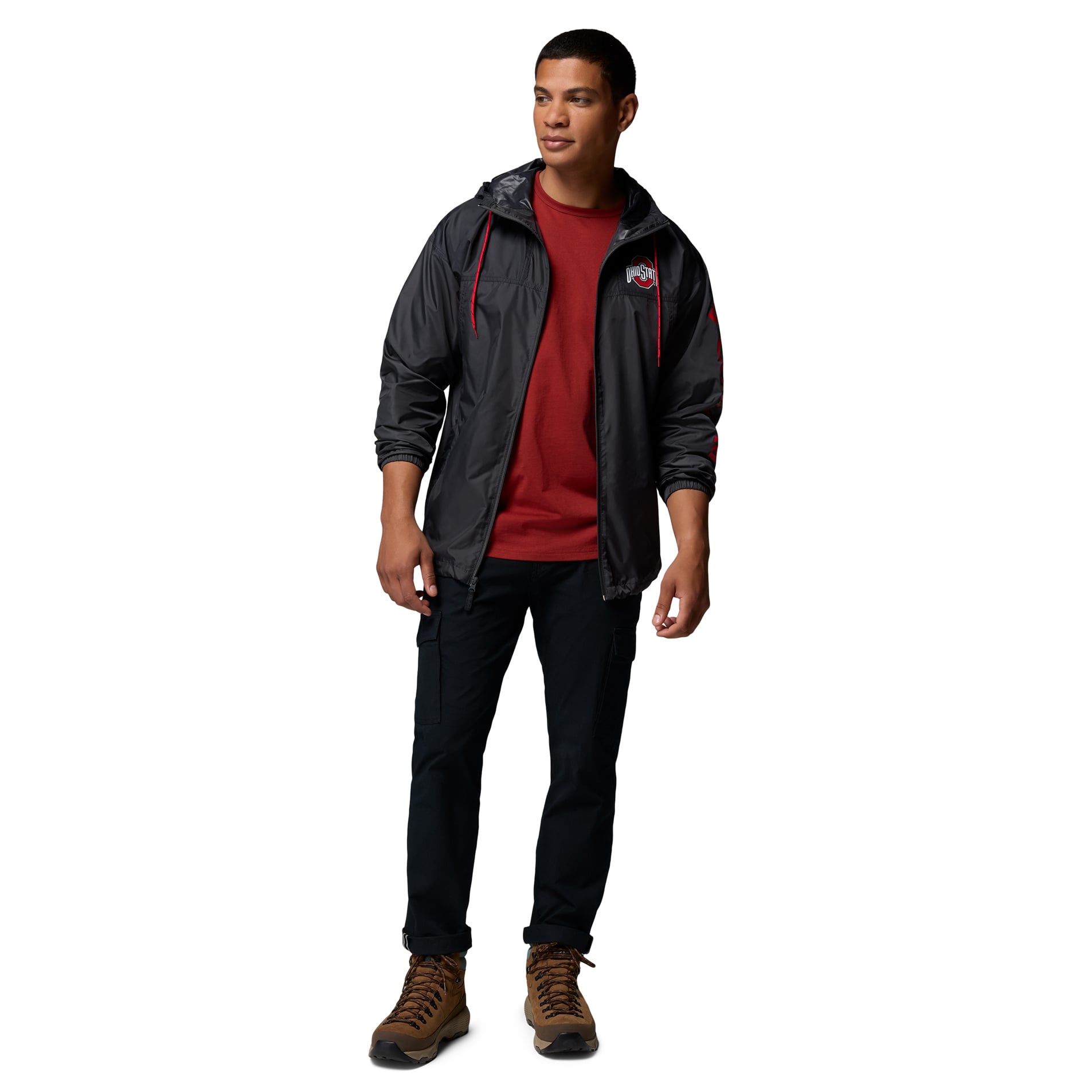 Men's Columbia Black Ohio State Buckeyes Flash Challenger II Full-Zip Hooded Windbreaker