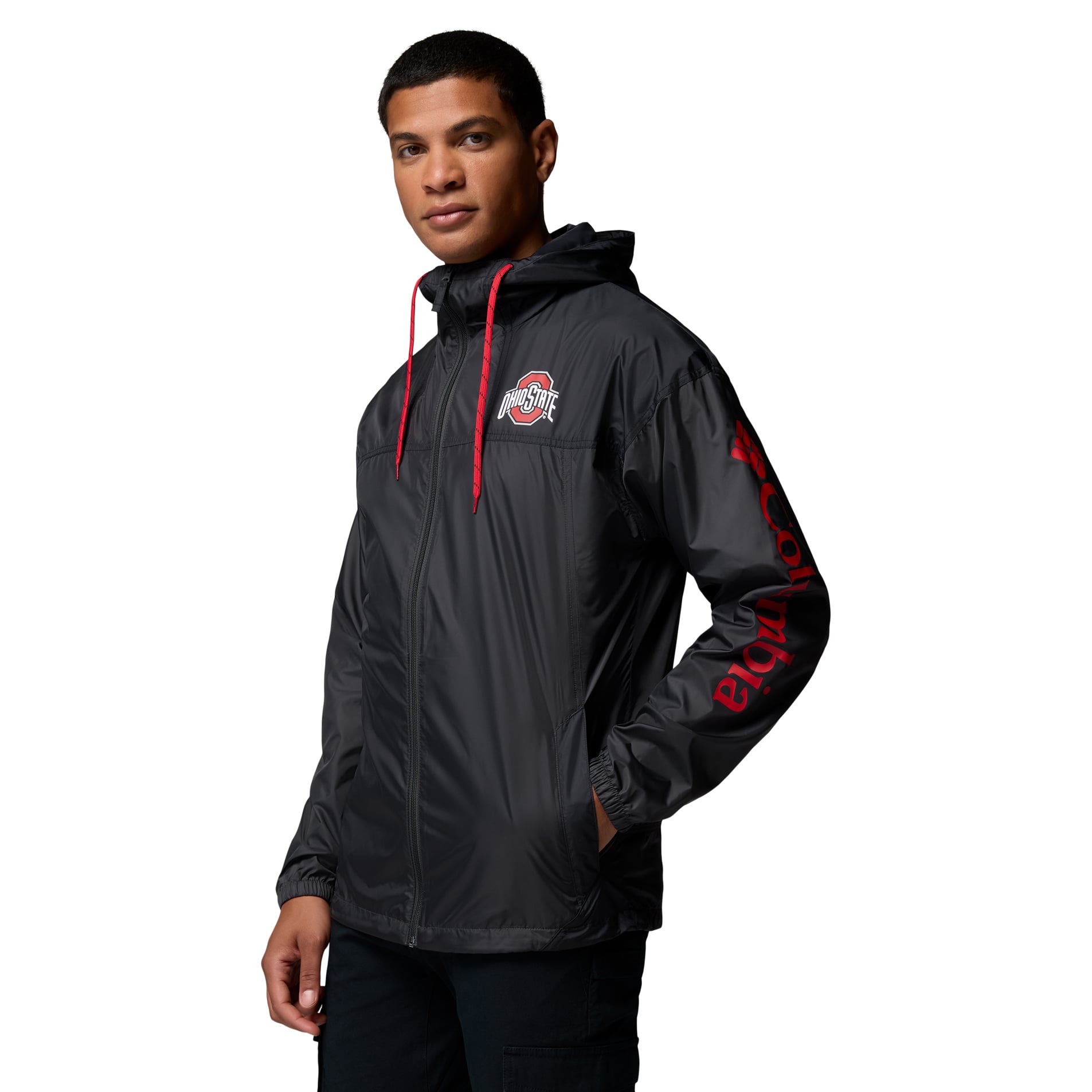 Men's Columbia Black Ohio State Buckeyes Flash Challenger II Full-Zip Hooded Windbreaker