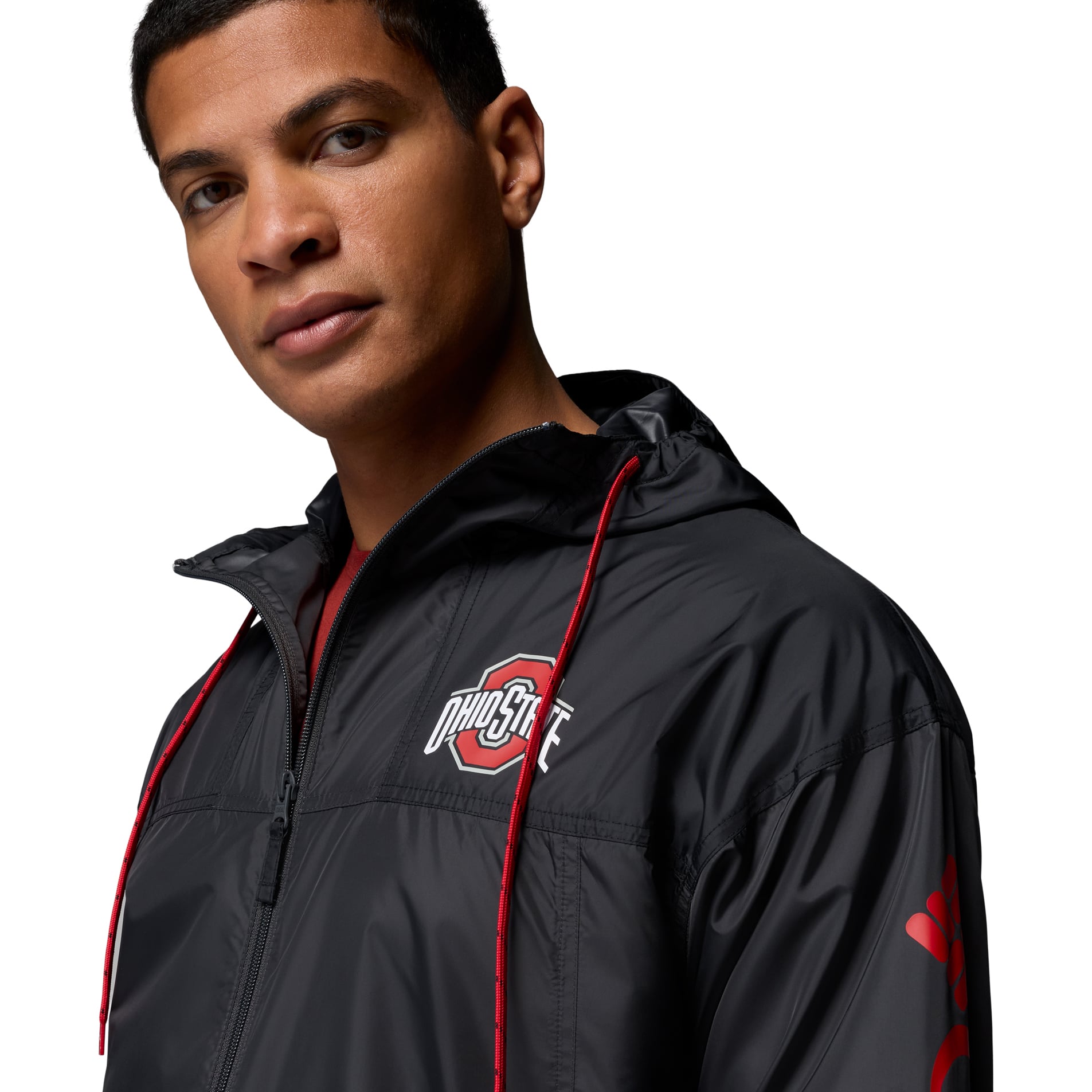 Men's Columbia Black Ohio State Buckeyes Flash Challenger II Full-Zip Hooded Windbreaker