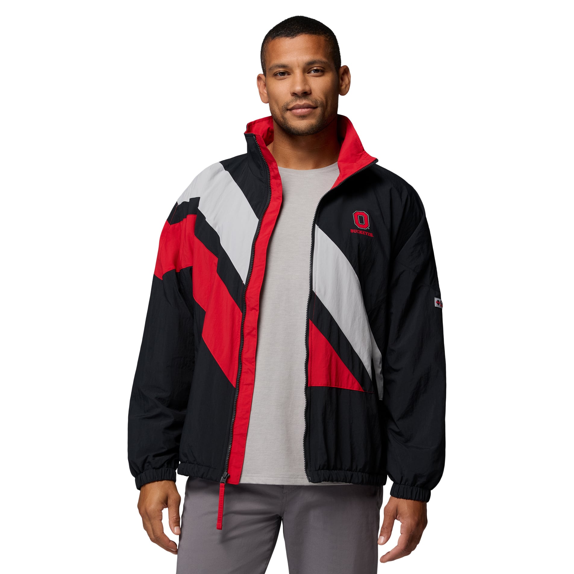 Veste coupe-vent zippée intégrale Columbia Reventure pour homme, noire, Ohio State Buckeyes