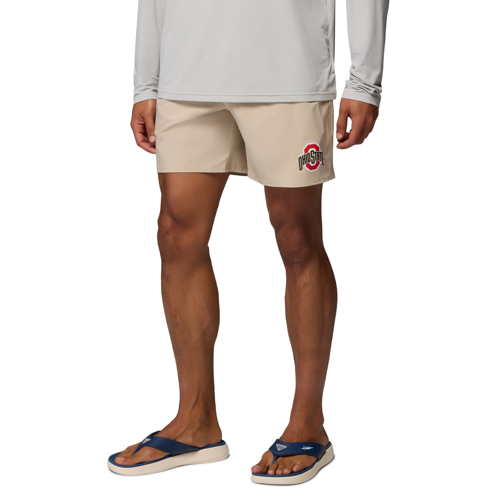 Men's Columbia Natural Ohio State Buckeyes PFG Terminal Roamer™ Omni-Shade™ Stretch Shorts