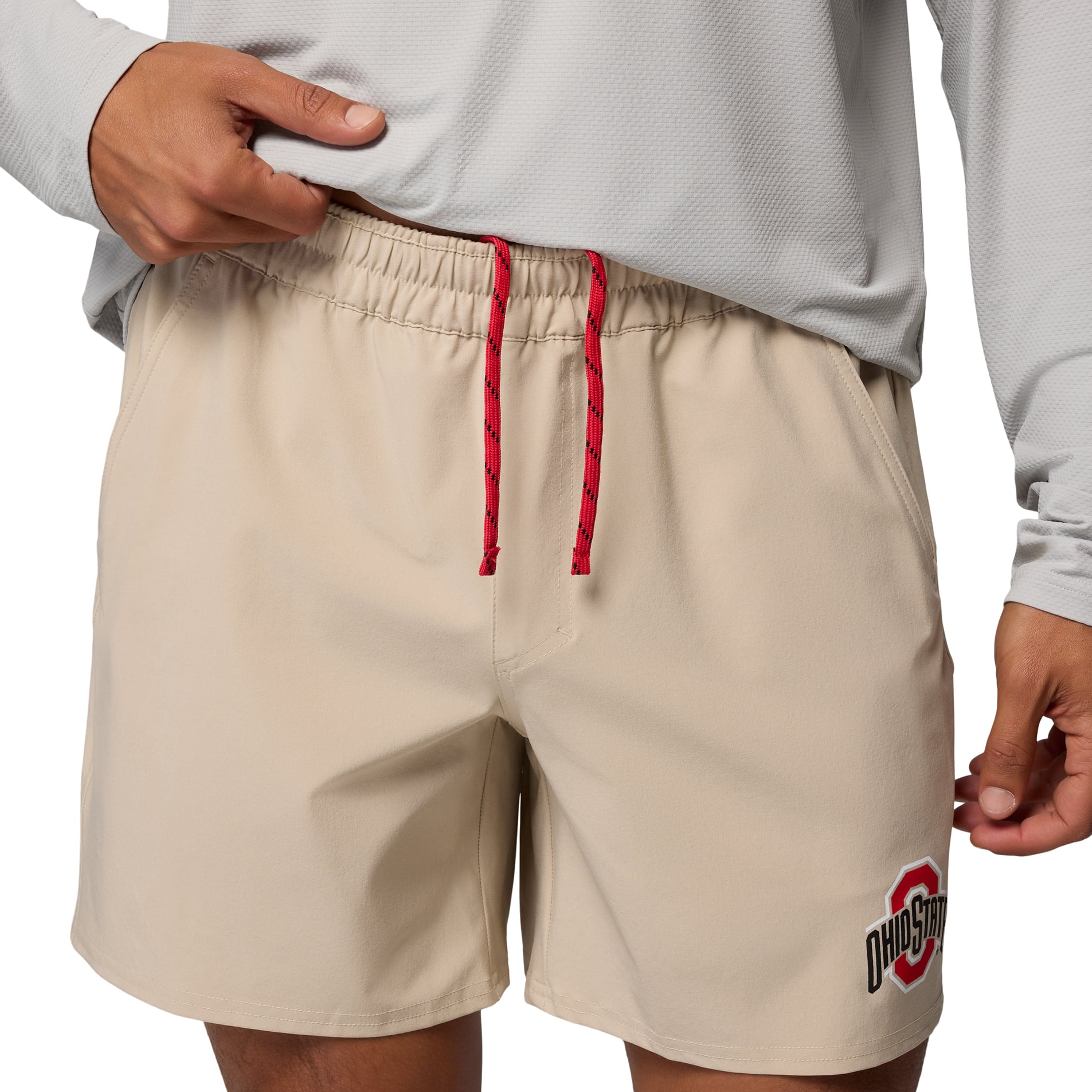 Men's Columbia Natural Ohio State Buckeyes PFG Terminal Roamer™ Omni-Shade™ Stretch Shorts