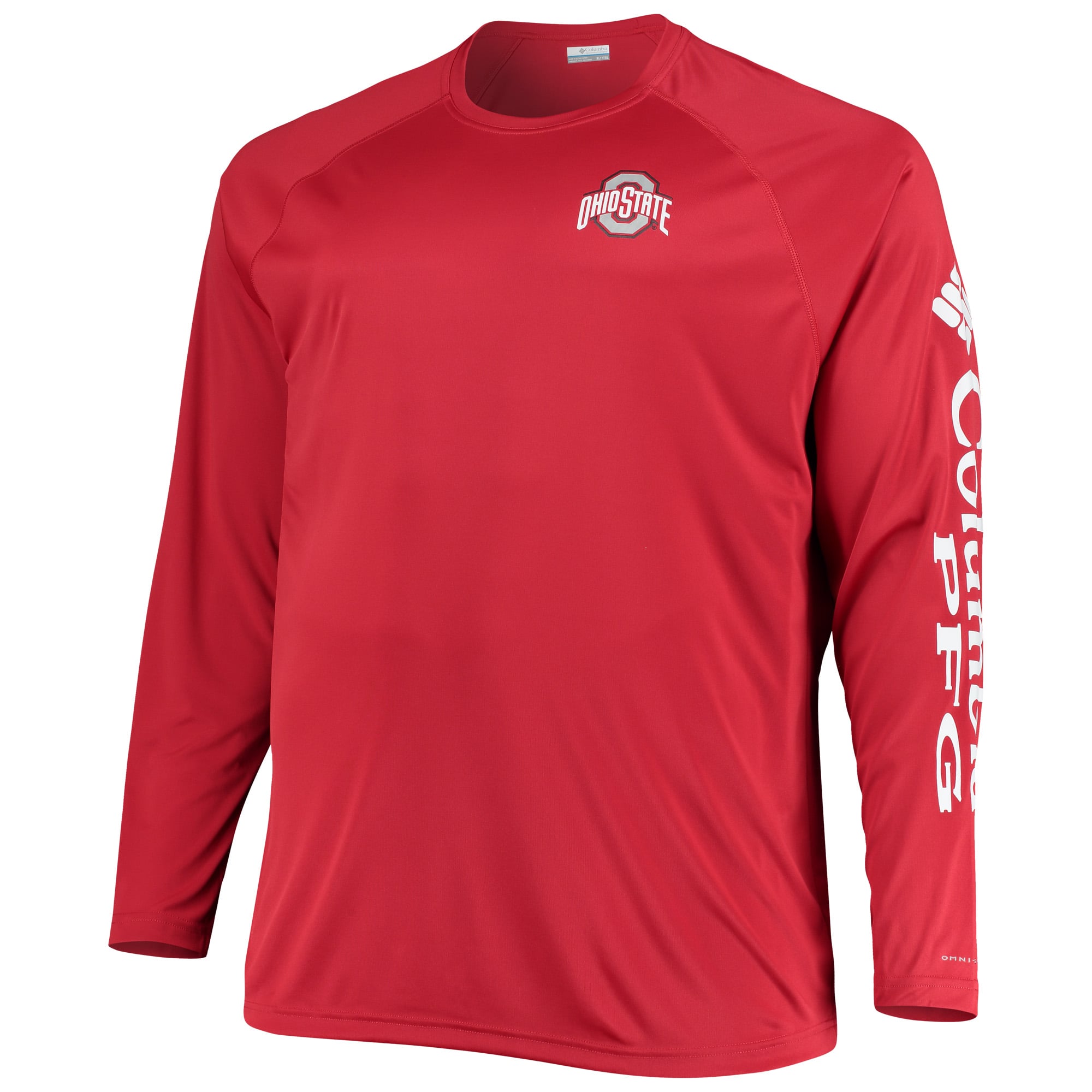Men's Columbia  Scarlet Ohio State Buckeyes Big & Tall Terminal Tackle Long Sleeve Omni-Shade T-Shirt