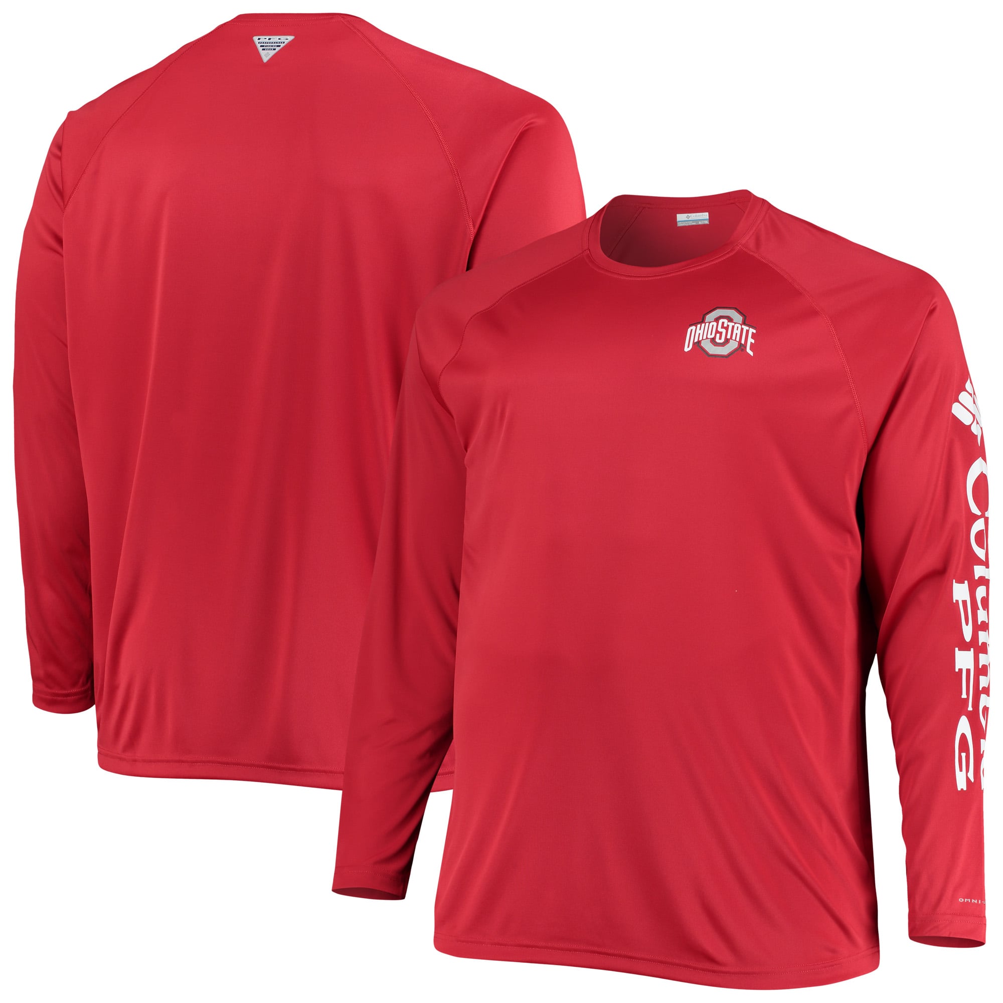 T-shirt à manches longues Columbia Scarlet Ohio State Buckeyes pour homme, grandes tailles, coloris Omni-Shade