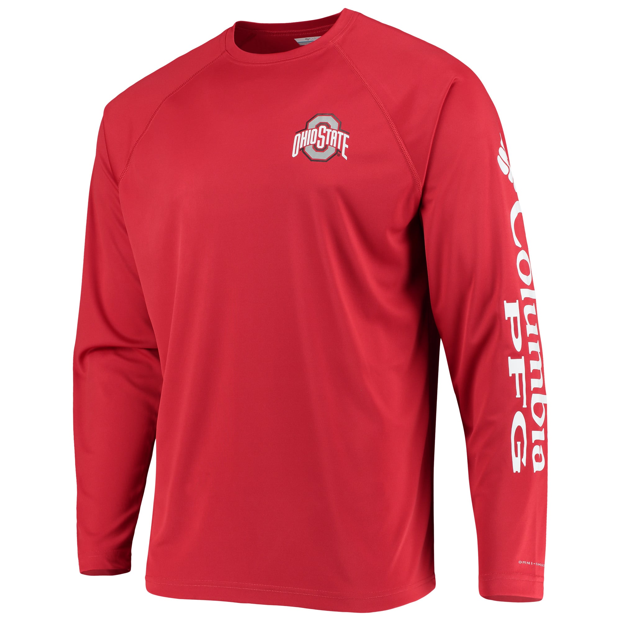 T-shirt à manches longues raglan Columbia Scarlet Ohio State Buckeyes Terminal Tackle Omni-Shade pour homme