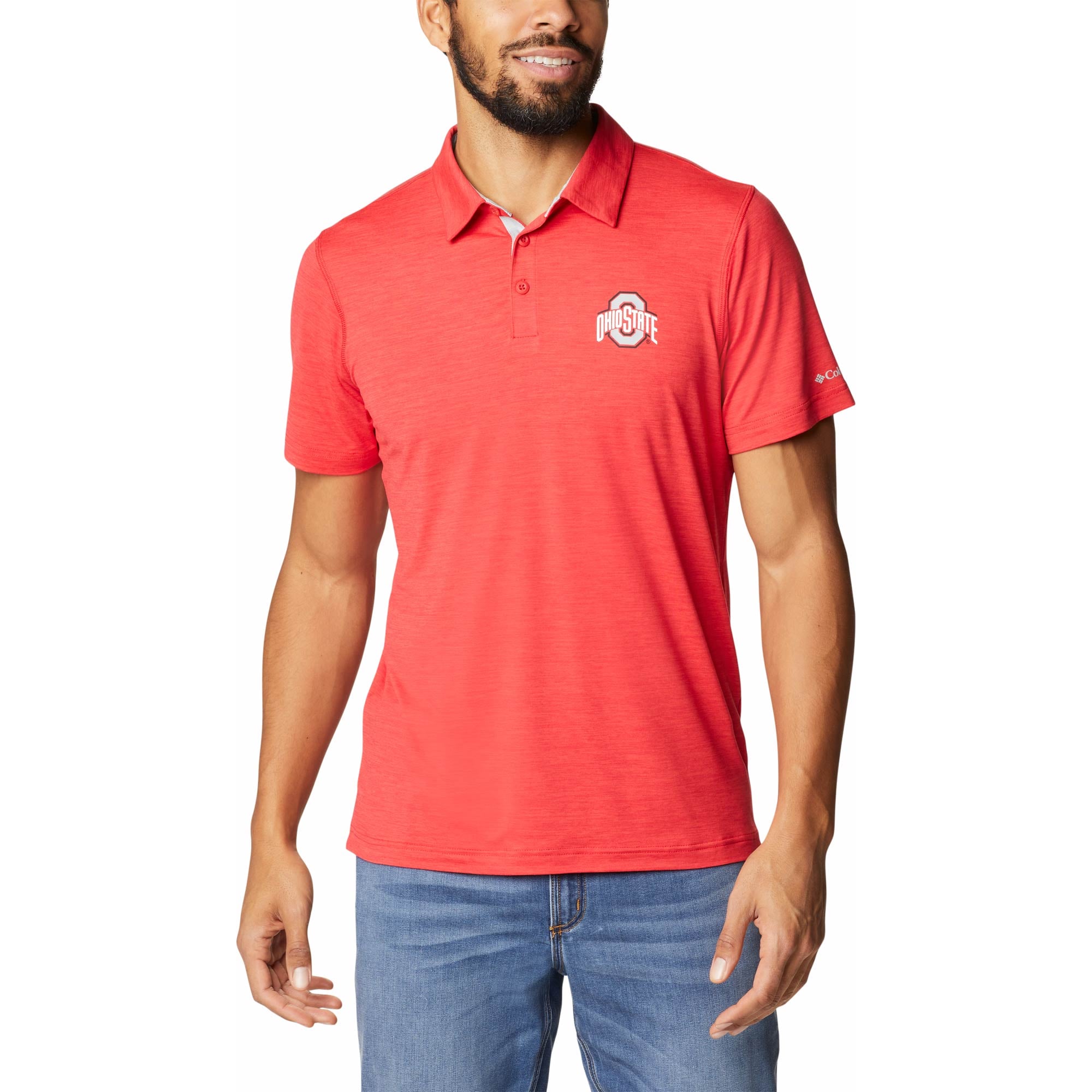 Men's Columbia Scarlet Ohio State Buckeyes Trail Omni-Shade Polo