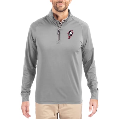 Ohio State Buckeyes Cutter & Buck Adapt Eco Knit Stretch Recycled Quarter-Zip Pullover Top - Gray