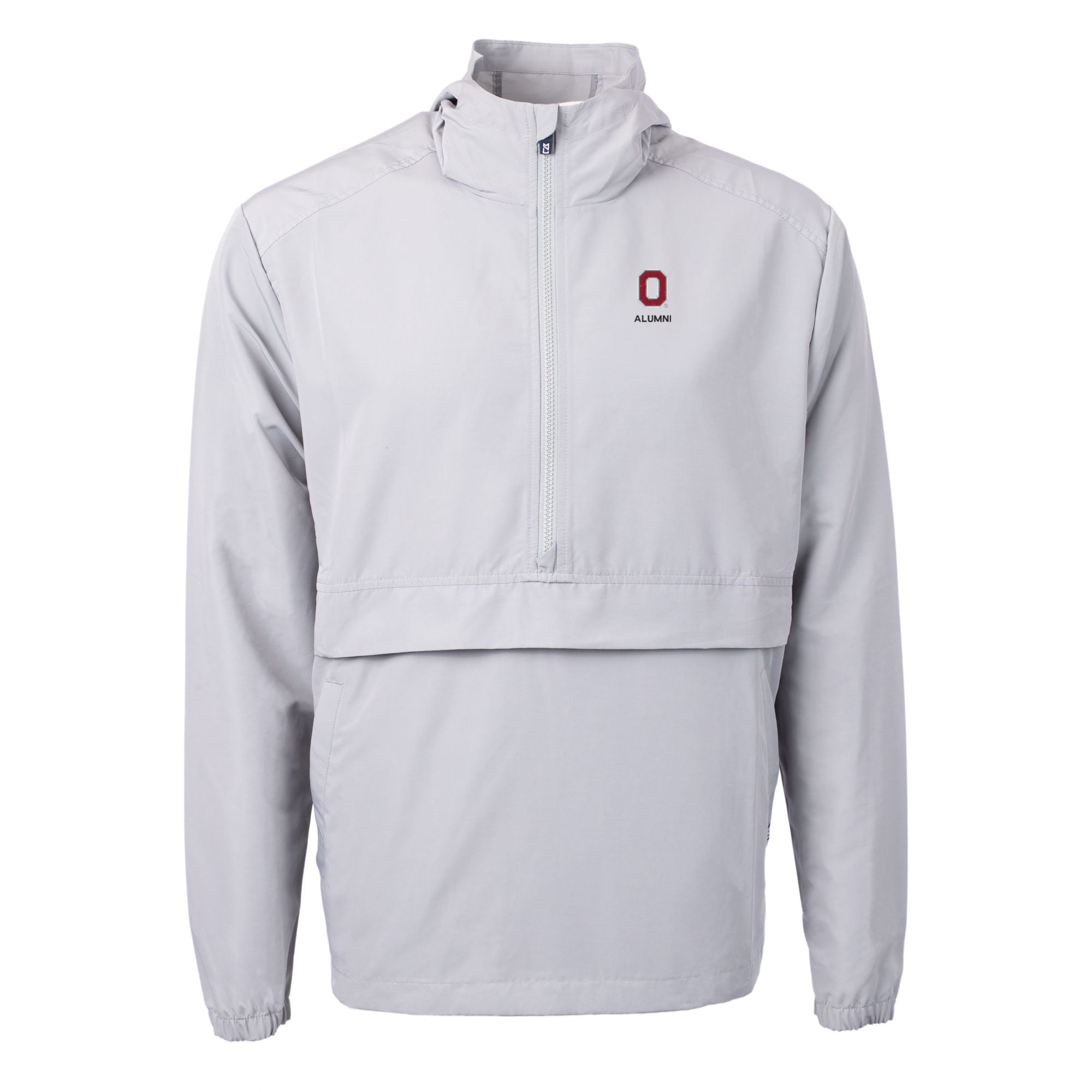 Men's Cutter & Buck  Gray Ohio State Buckeyes Alumni Logo Charter Eco Knit Recycled Anorak Half-Zip Jacket
