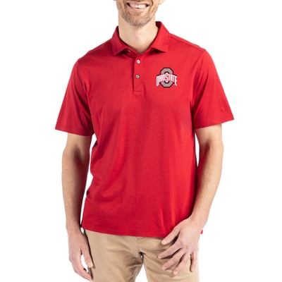 Ohio State Buckeyes Cutter & Buck Coastline Epic Comfort Eco Recycled Polo - Red