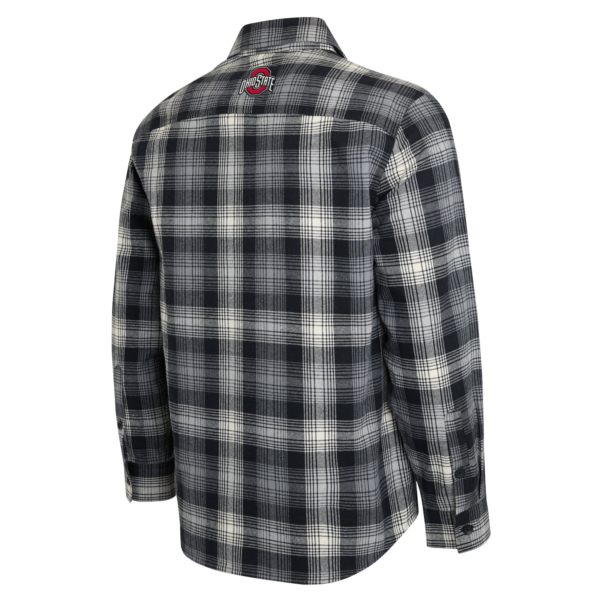 Chemise à carreaux manches longues boutonnée, collection Darius Rucker pour homme par Fanatics, Ohio State Buckeyes, noire.