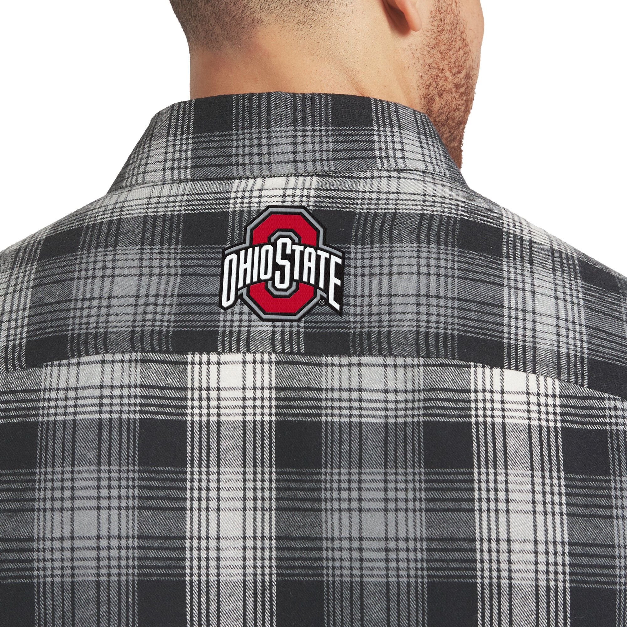 Chemise à carreaux manches longues boutonnée, collection Darius Rucker pour homme par Fanatics, Ohio State Buckeyes, noire.