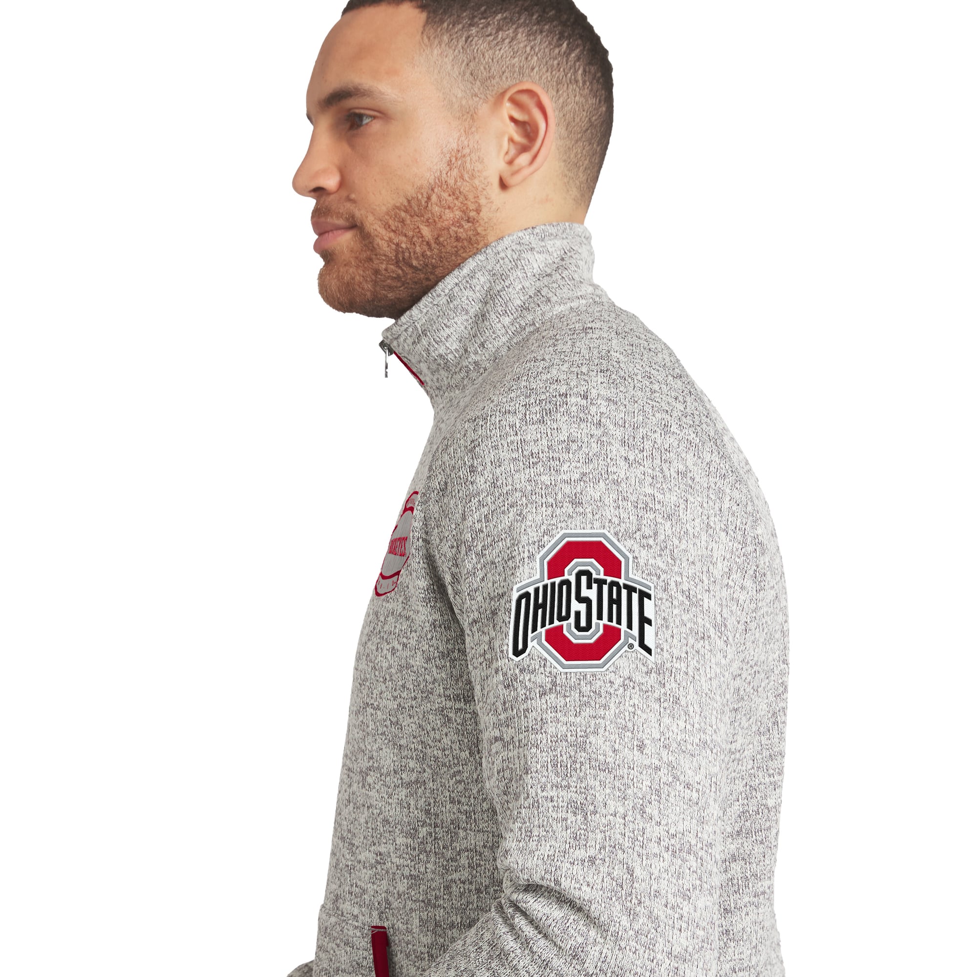 Men's Darius Rucker Collection by Fanatics Gray Ohio State Buckeyes Sweater Knit Quarter-Zip Pullover