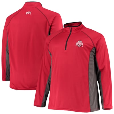 Ohio State Buckeyes Fanatics Big & Tall Quarter-Zip Raglan Jacket - Scarlet