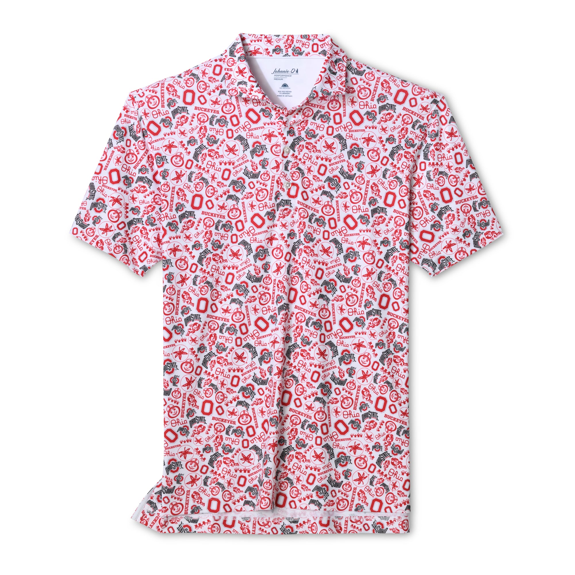Polo Galvin blanc Johnnie-O pour homme, Ohio State Buckeyes