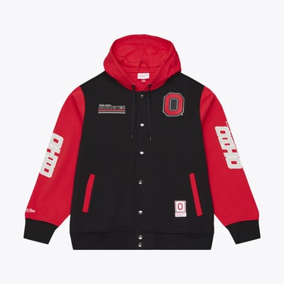  Ohio State Buckeyes Mitchell & Ness Triple Check Courtside Full-Snap Fleece Jacket - Black