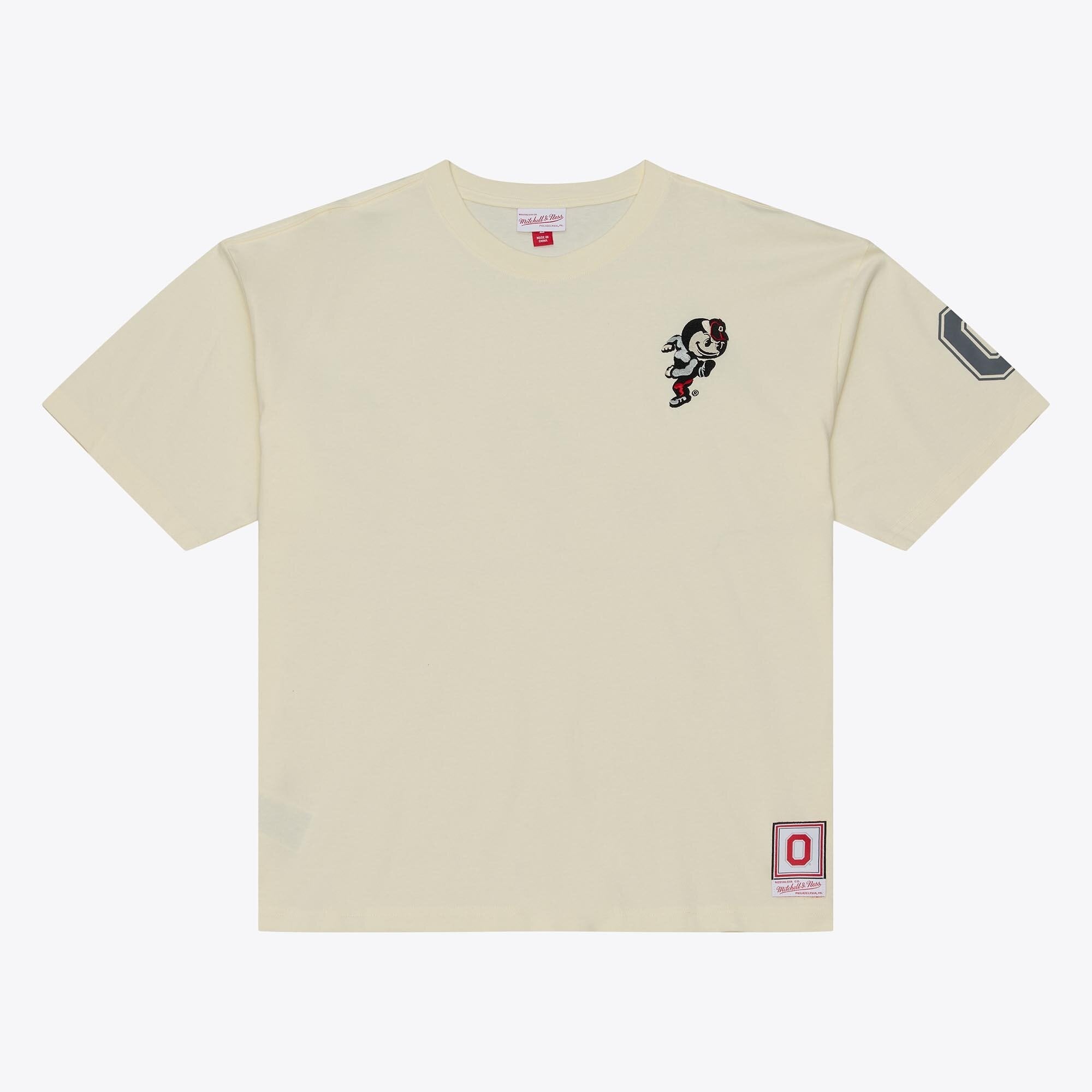 Men's Mitchell & Ness  Cream Ohio State Buckeyes Oversized Heritage Hue T-Shirt