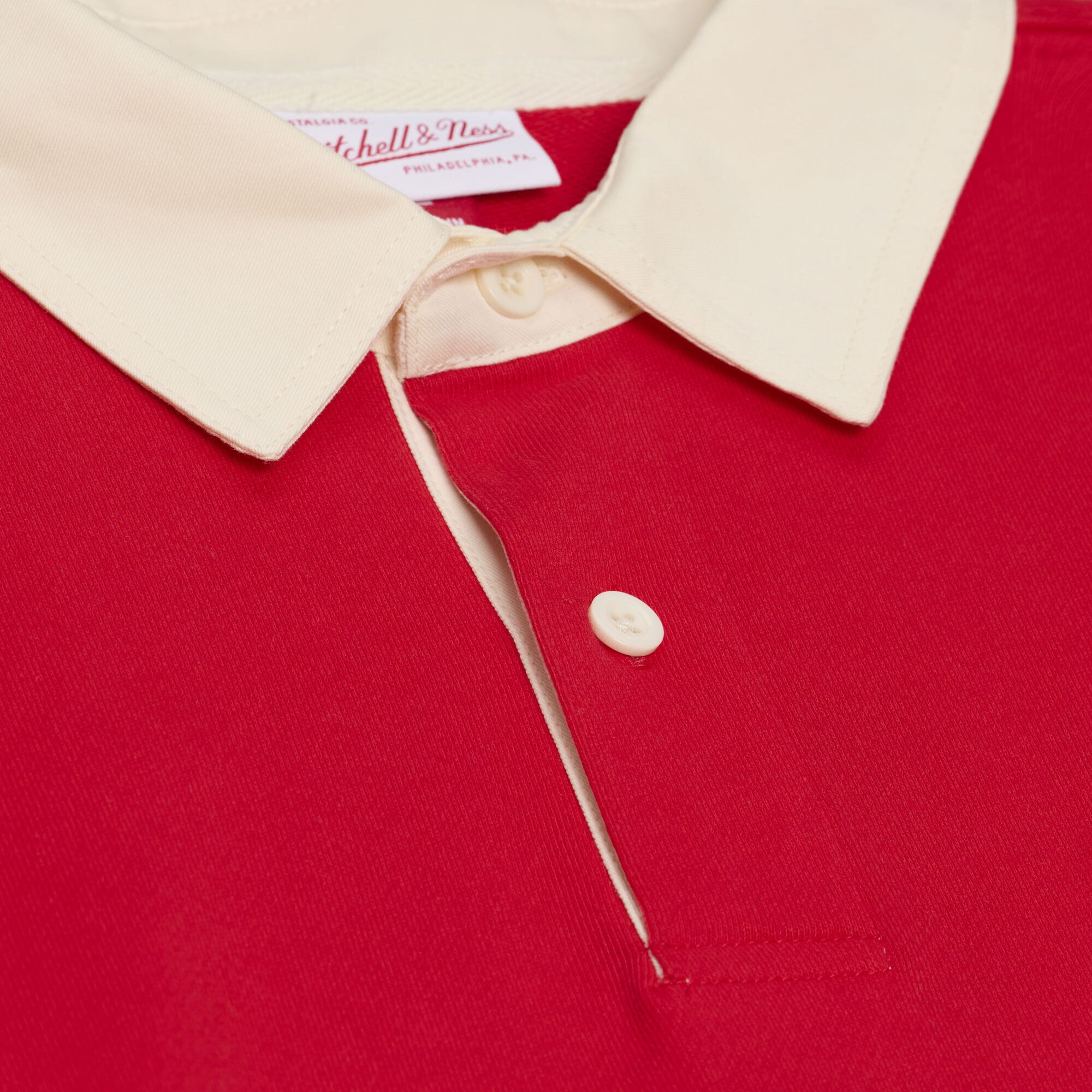 Men's Mitchell & Ness Scarlet Ohio State Buckeyes Retro Roots French Terry Fleece Polo