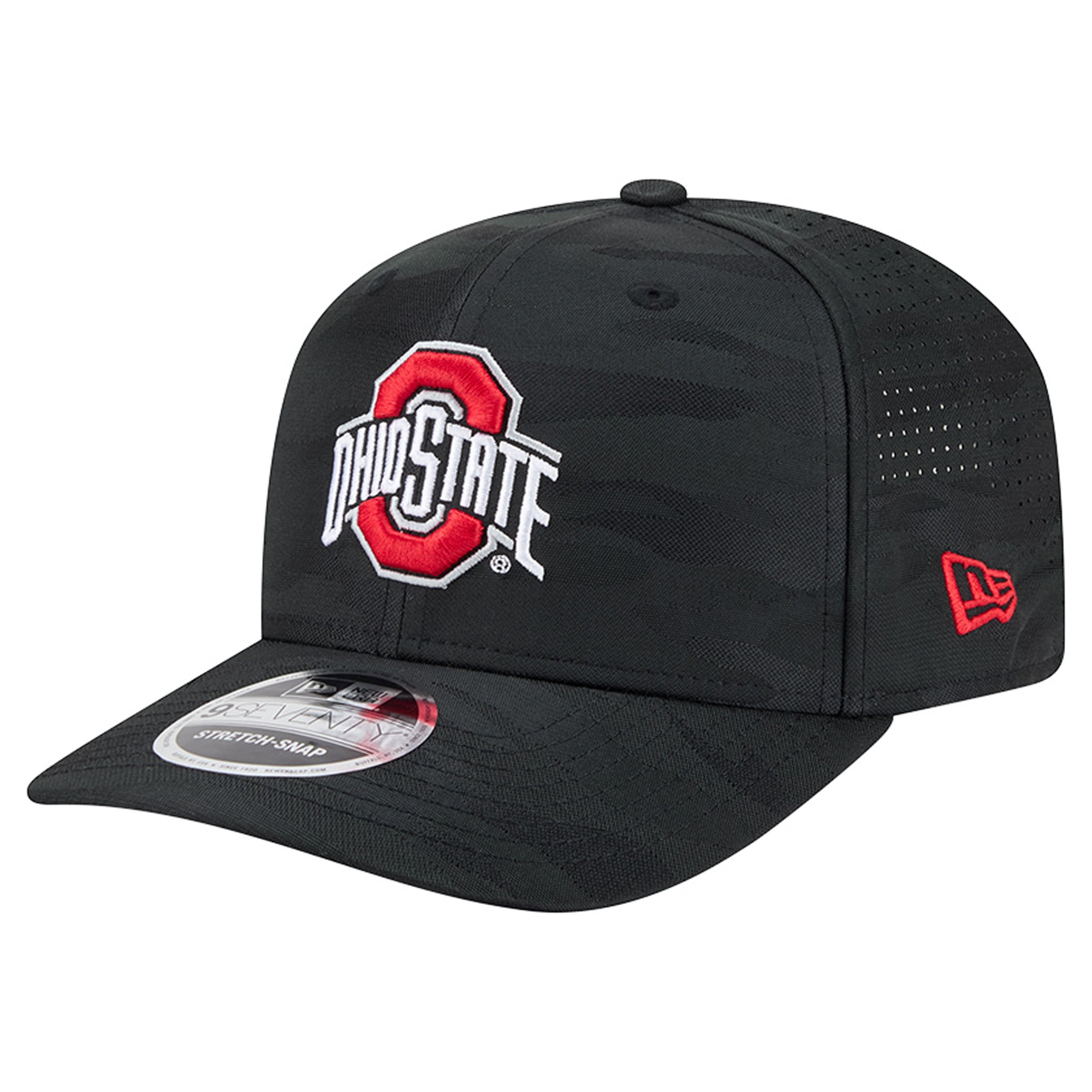 Men's New Era Black Ohio State Buckeyes Perforated Camo 9SEVENTY Adjustable Hat