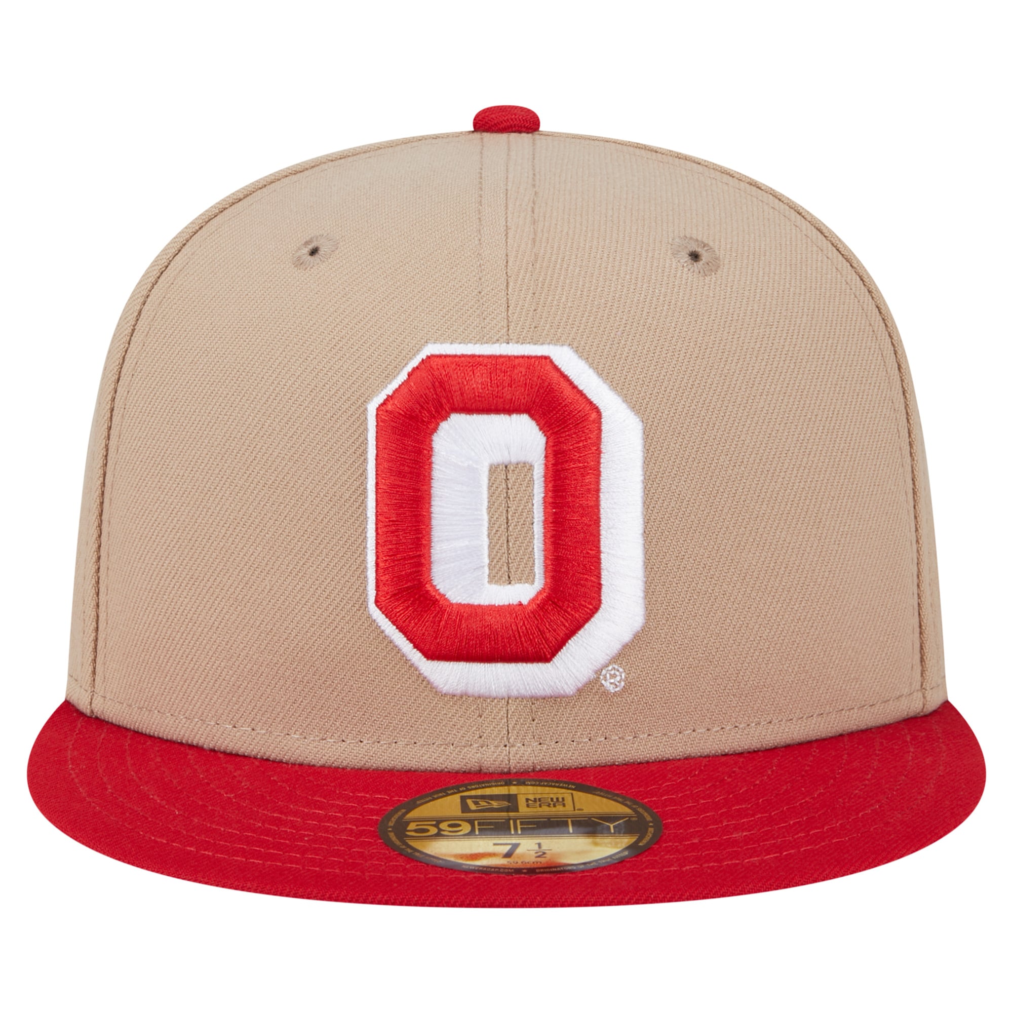 Men's New Era Khaki Ohio State Buckeyes Throwback Two-Tone 59FIFTY Fitted Hat